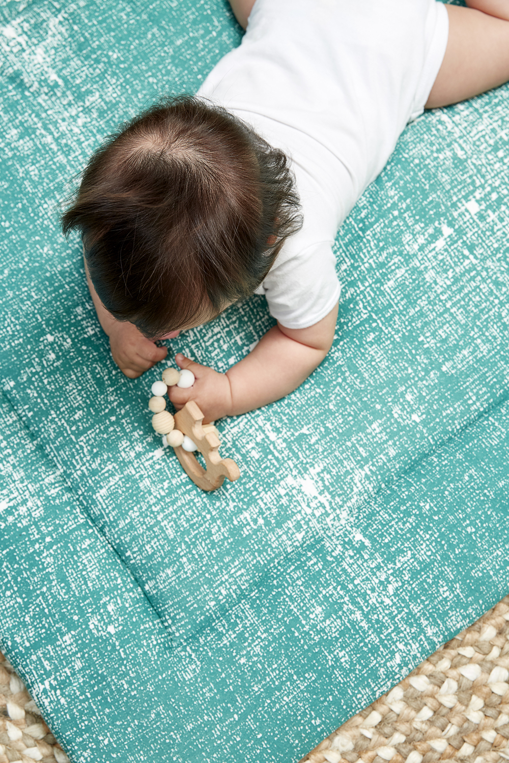 Playpen mattress Fine Lines - emerald green - 77x97cm