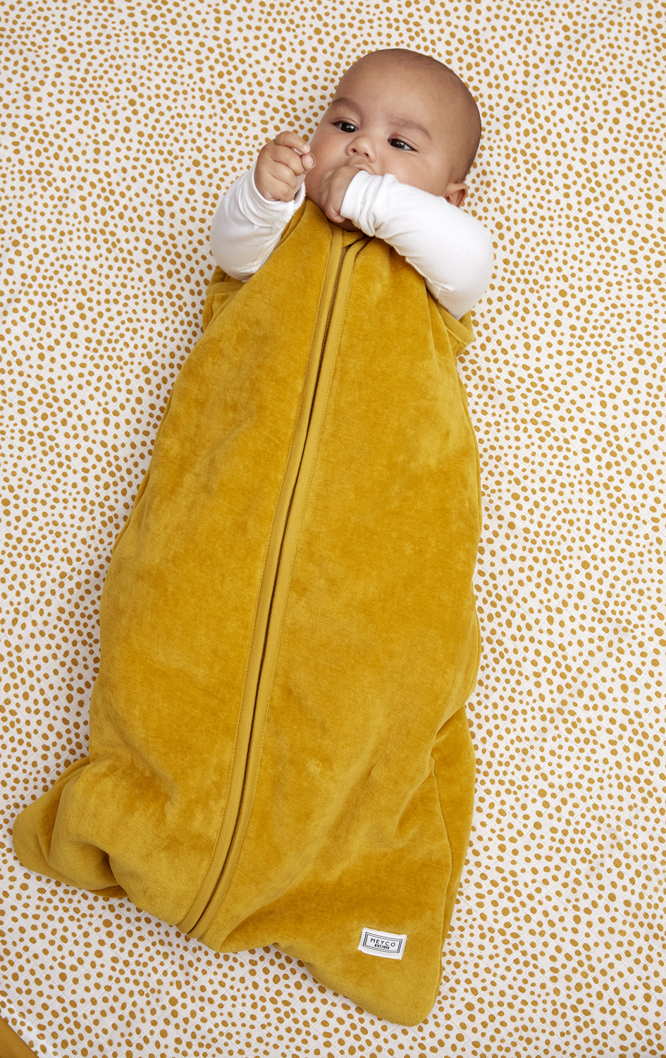 Sleepingbag lined Velvet - honey gold - 110cm