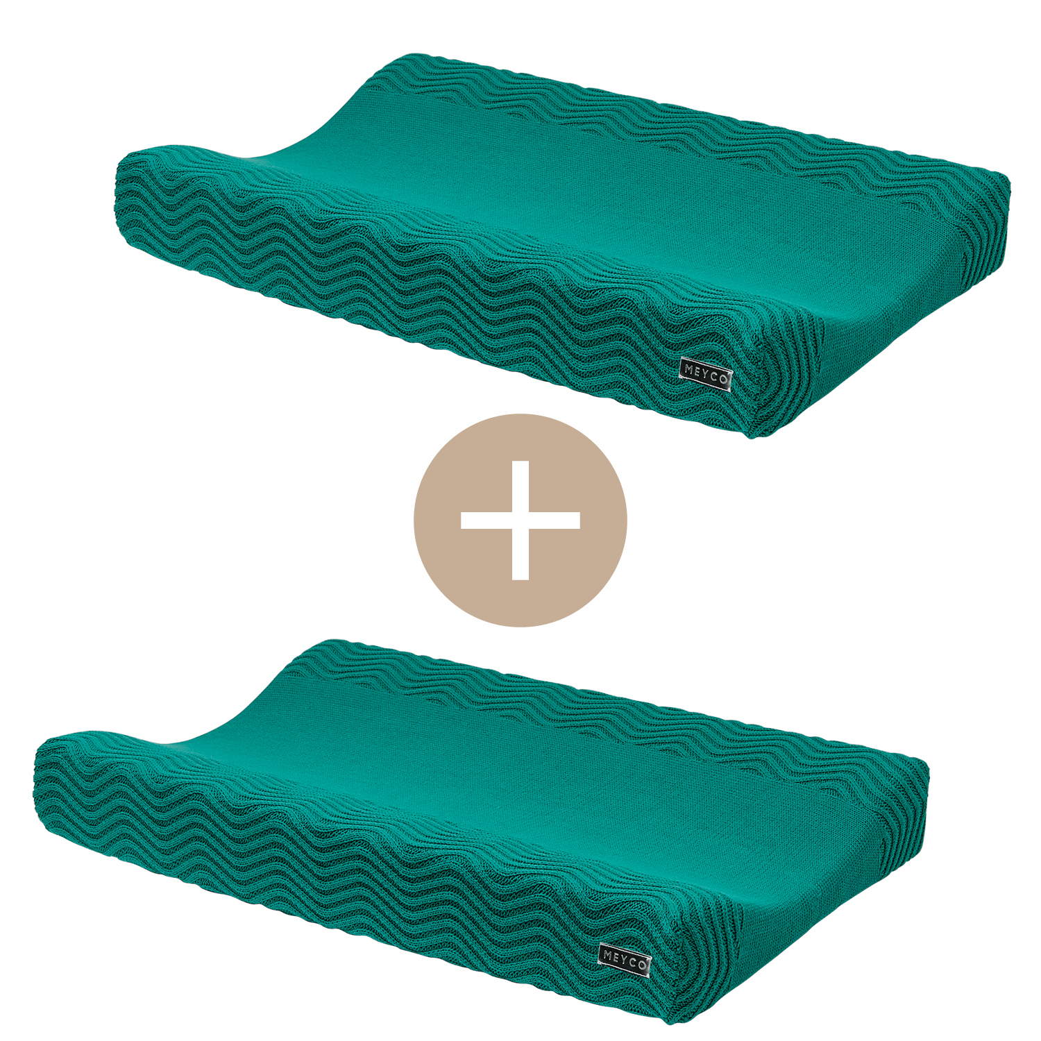 Changing mat cover 2-pack Waves - emerald green - 50x70cm