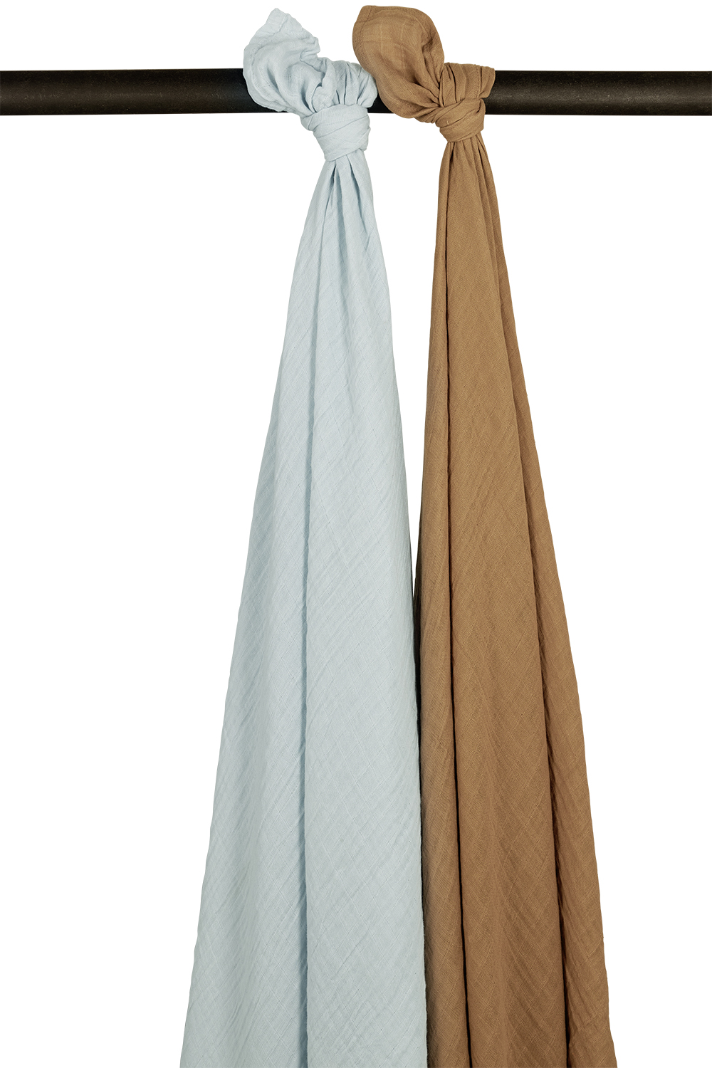 Swaddle  2er pack pre-washed musselin Uni - light blue/toffee - 120x120cm