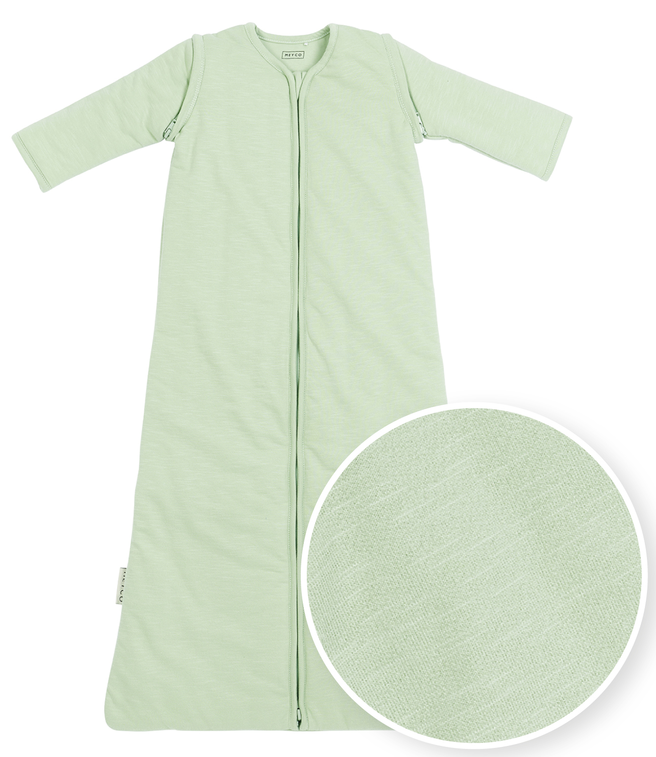 Baby slaapzak met afritsbare mouwen Slub - soft green - 70cm