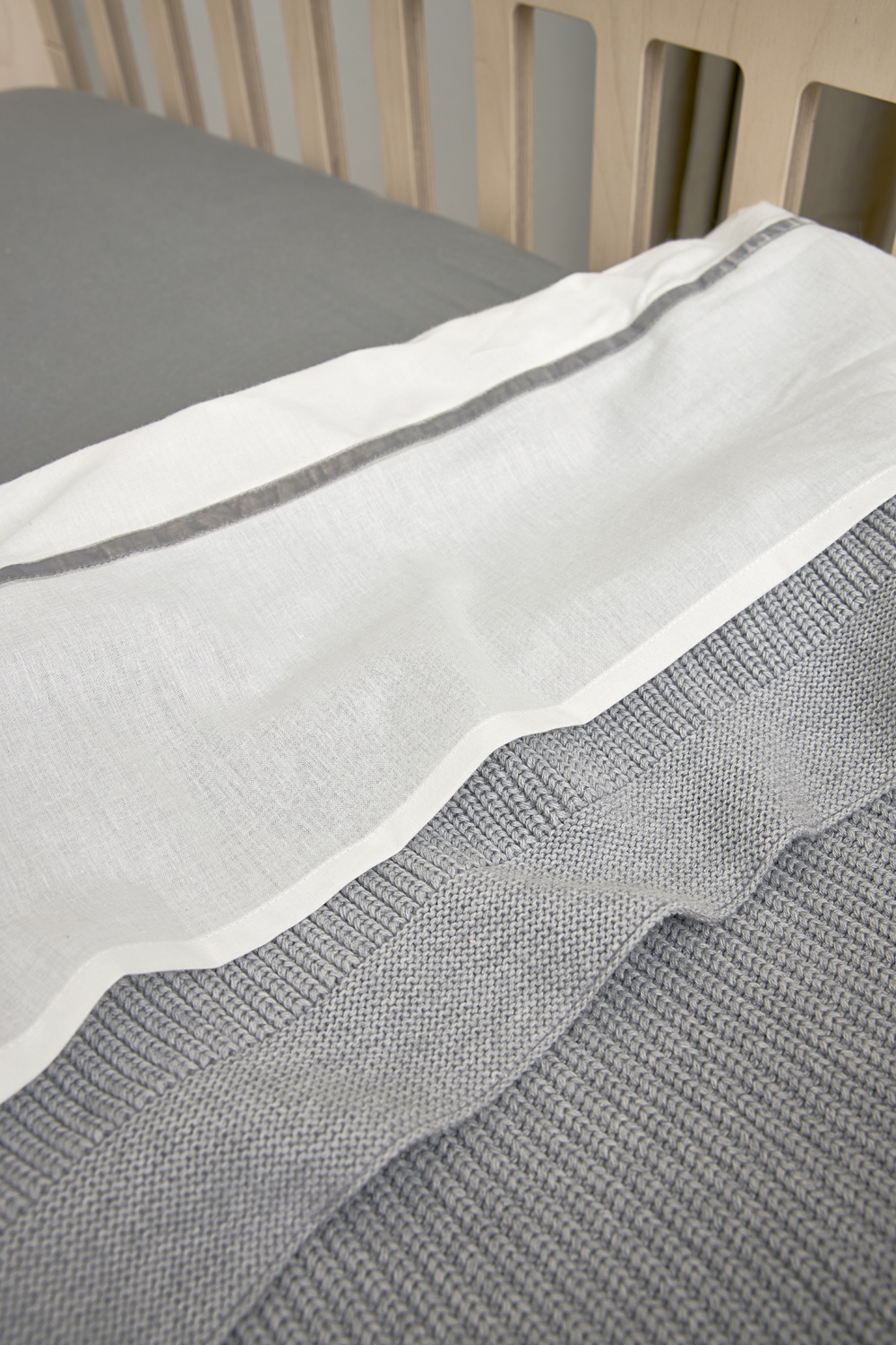 Ledikant deken Rib - grey melange - 100x150cm