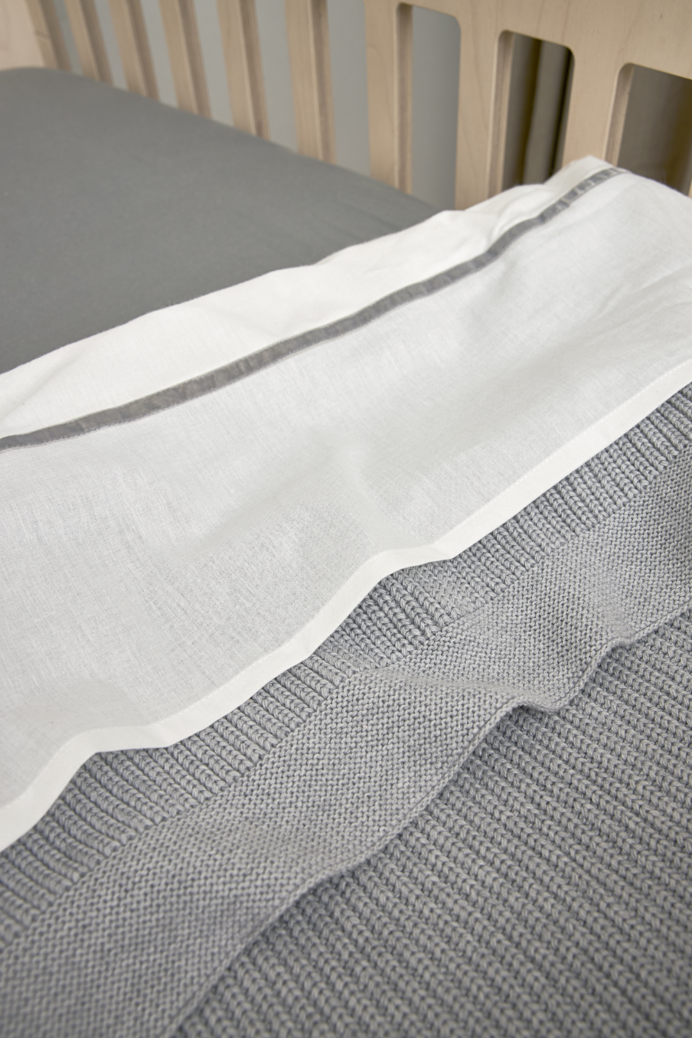 Wiegdeken Rib - grey melange - 75x100cm