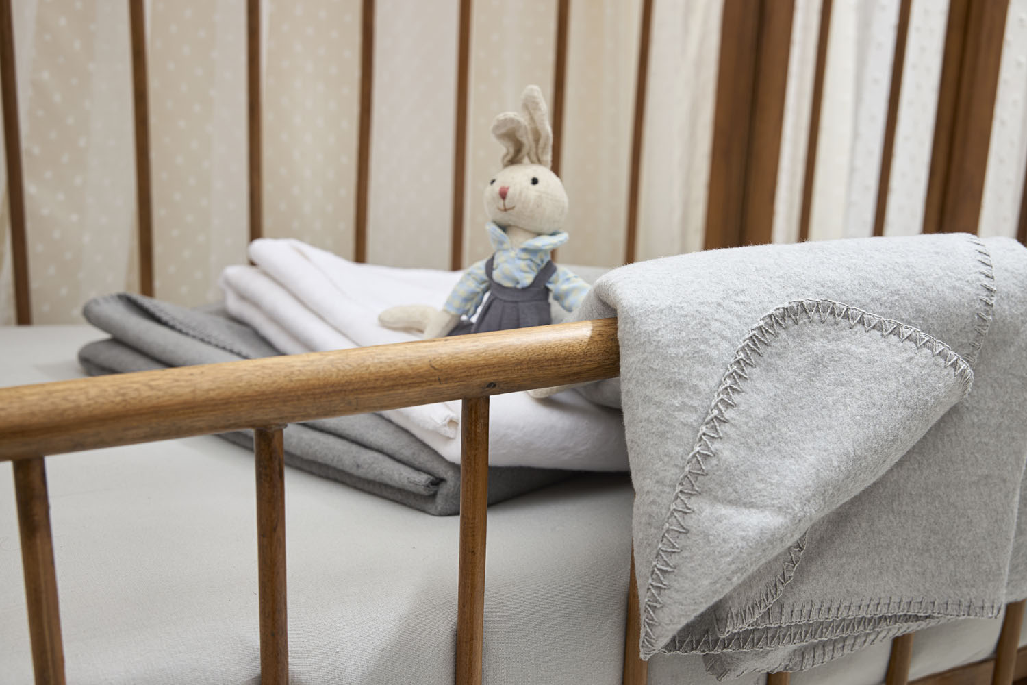 Cot bed blanket woven Uni - white - 100x150cm - 1.0 TOG