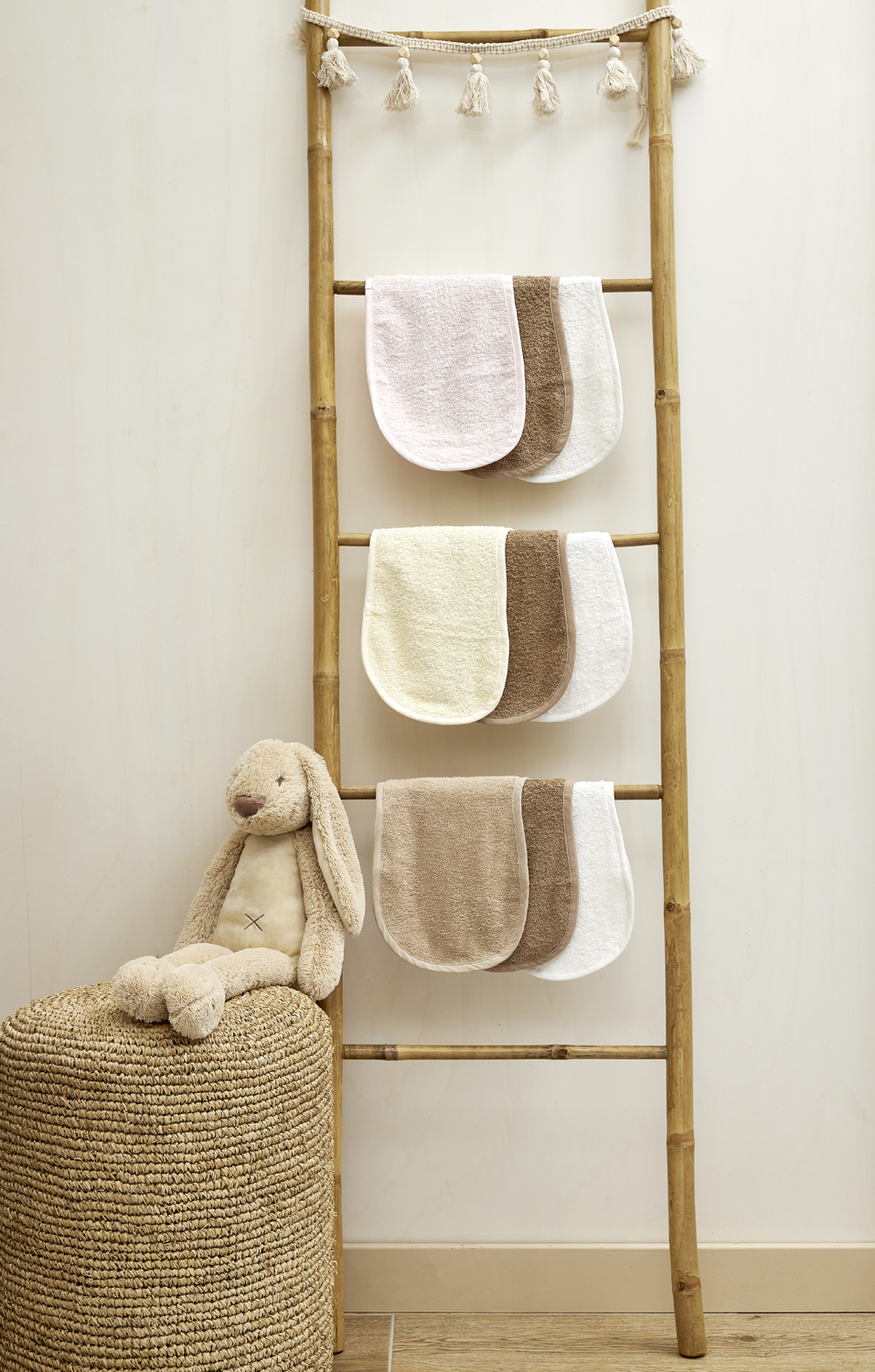 Burb cloth 3-pack terry Uni - offwhite/soft pink/toffee - 53x20cm