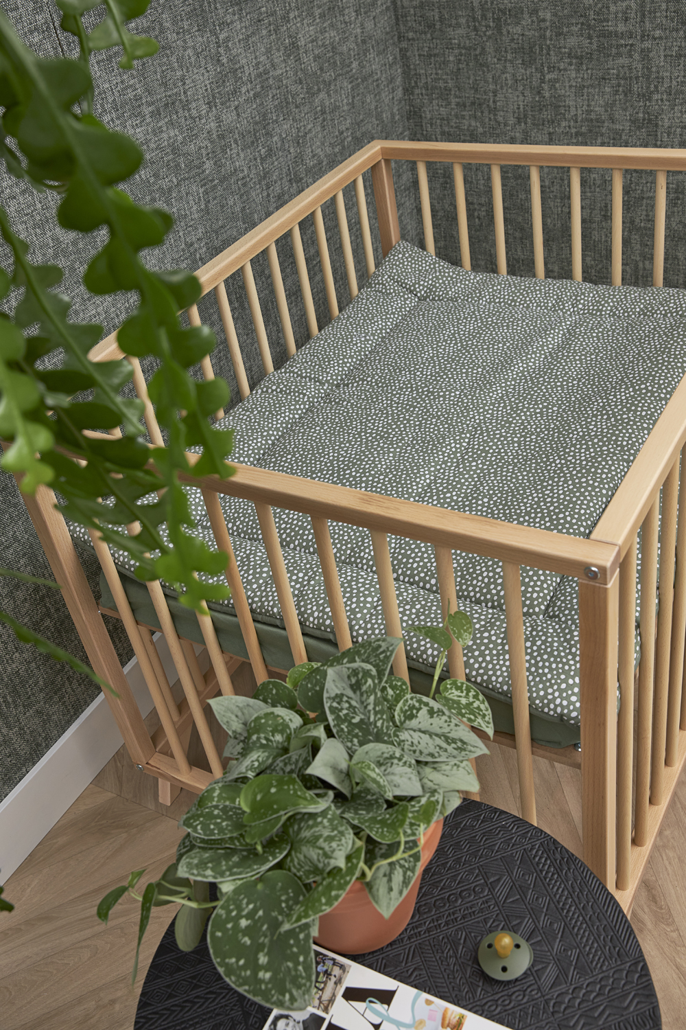 Playpen mattress Cheetah/Uni - forest green - 80x100cm