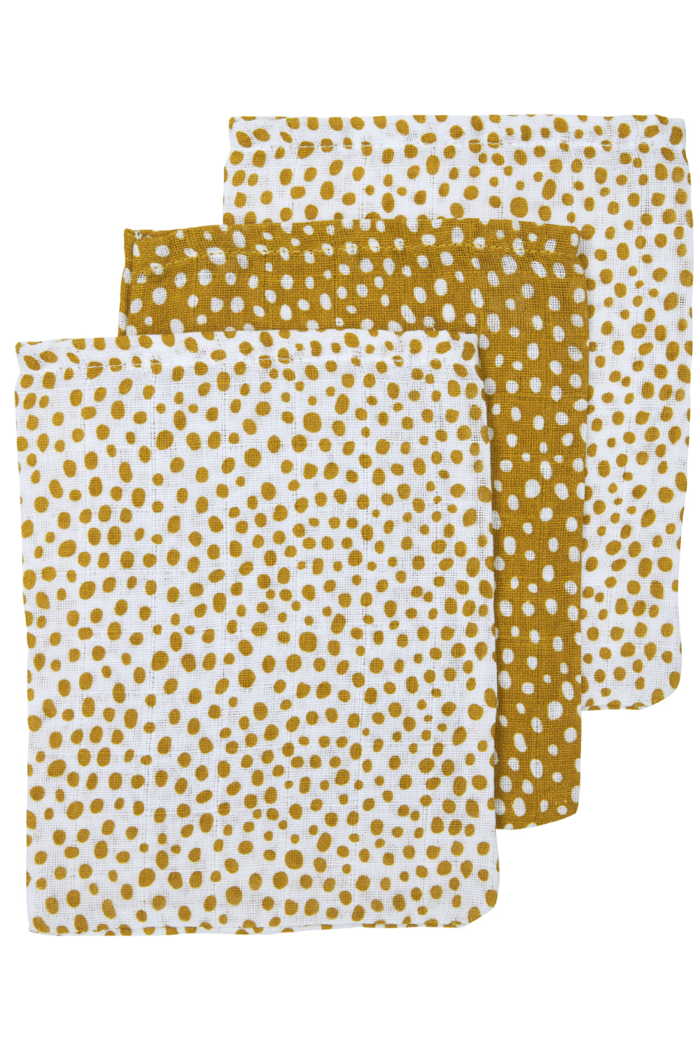 Washandjes 3-pack hydrofiel Cheetah - honey gold - 20x17cm
