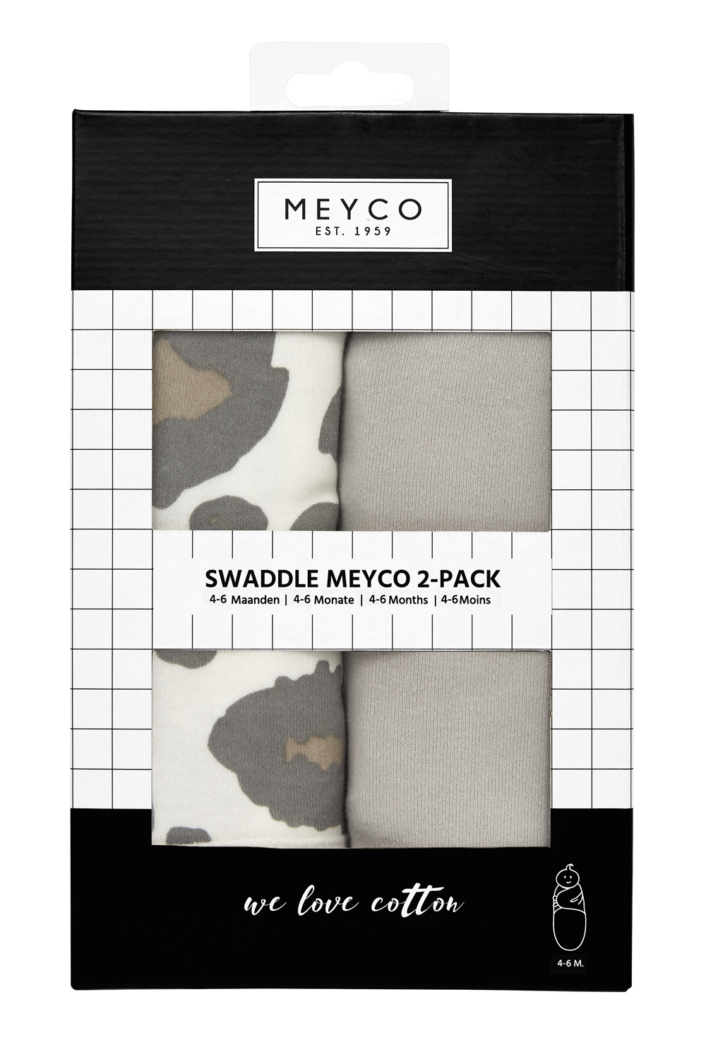 SwaddleMeyco inbakerdoek 2-pack Panter/Uni - neutral/grey - 0-3 maanden