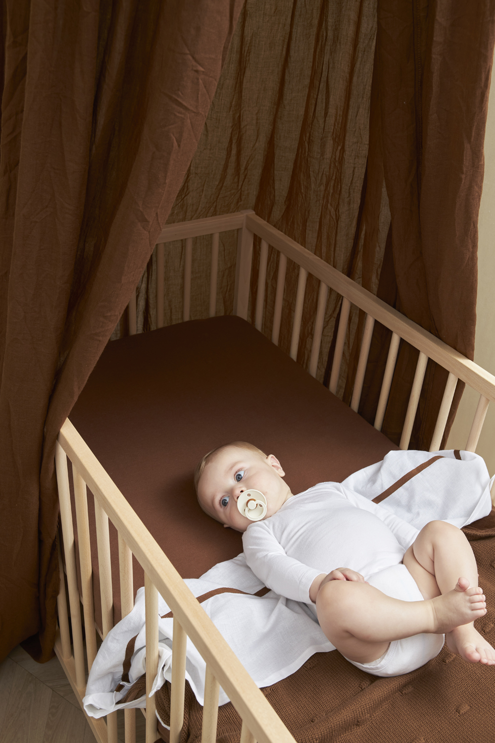 Hoeslaken wieg 2-pack Uni - chocolate - 40x80/90cm