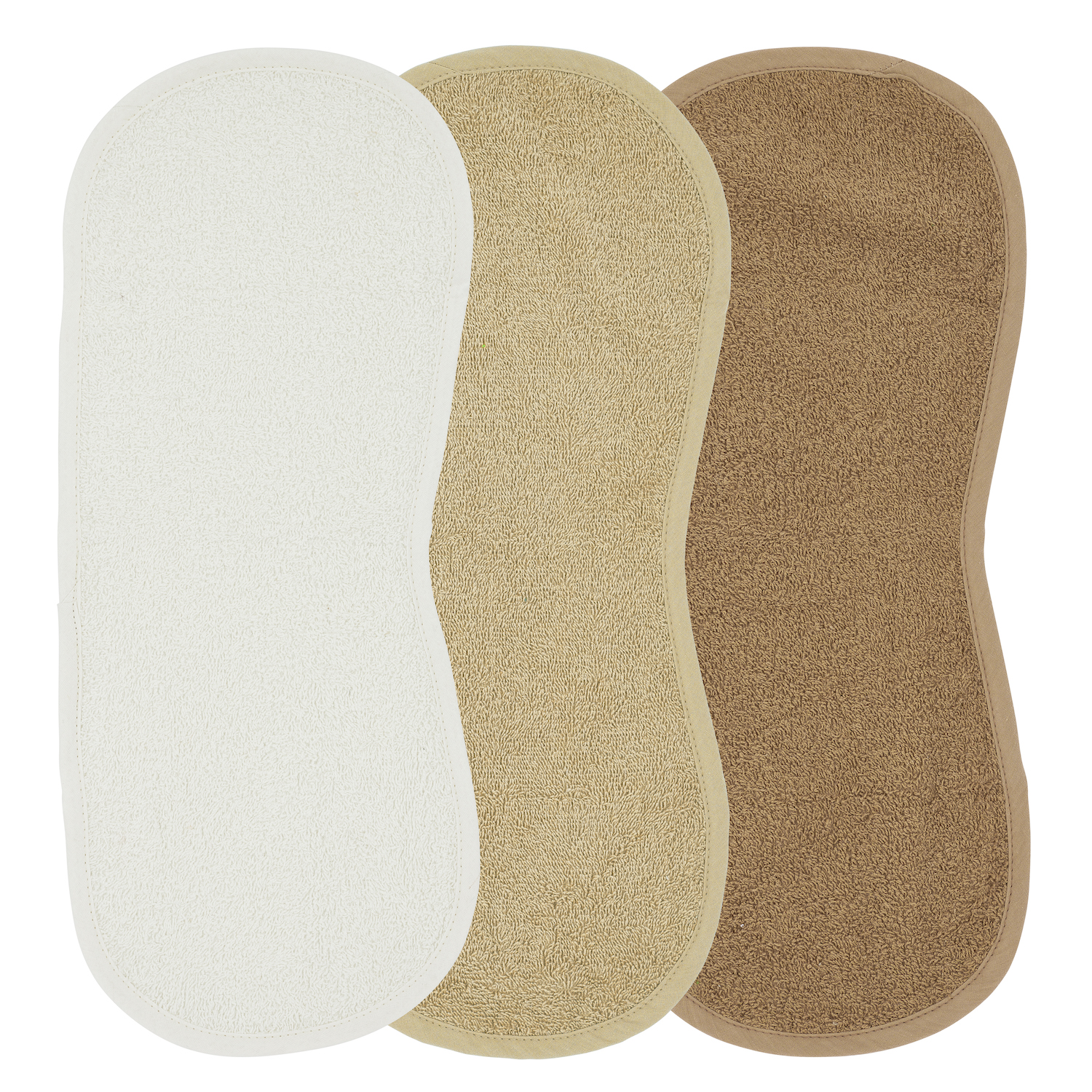 Burb cloth 3-pack terry Uni - offwhite/sand/toffee - 53x20cm
