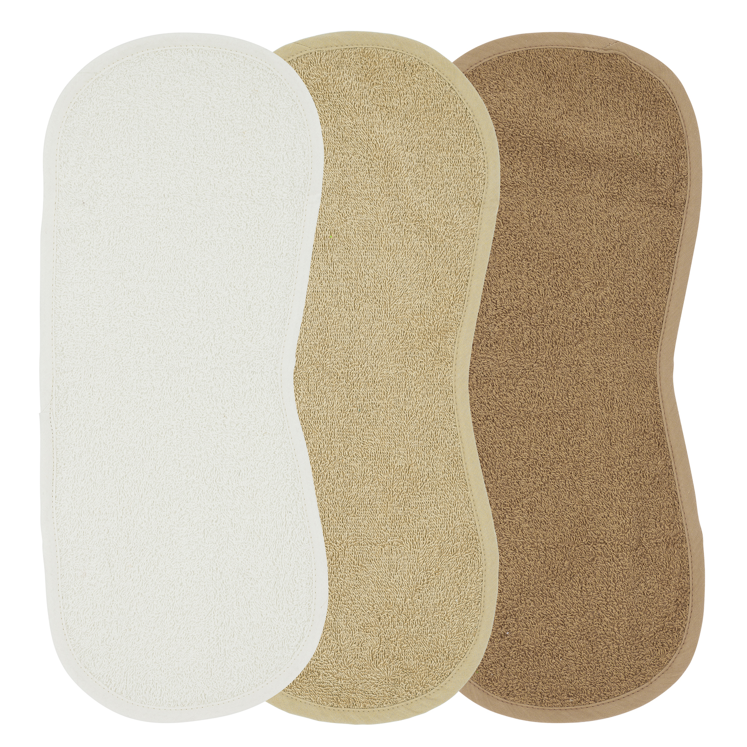 Spuugdoek 3-pack badstof Uni - offwhite/sand/toffee - 53x20cm