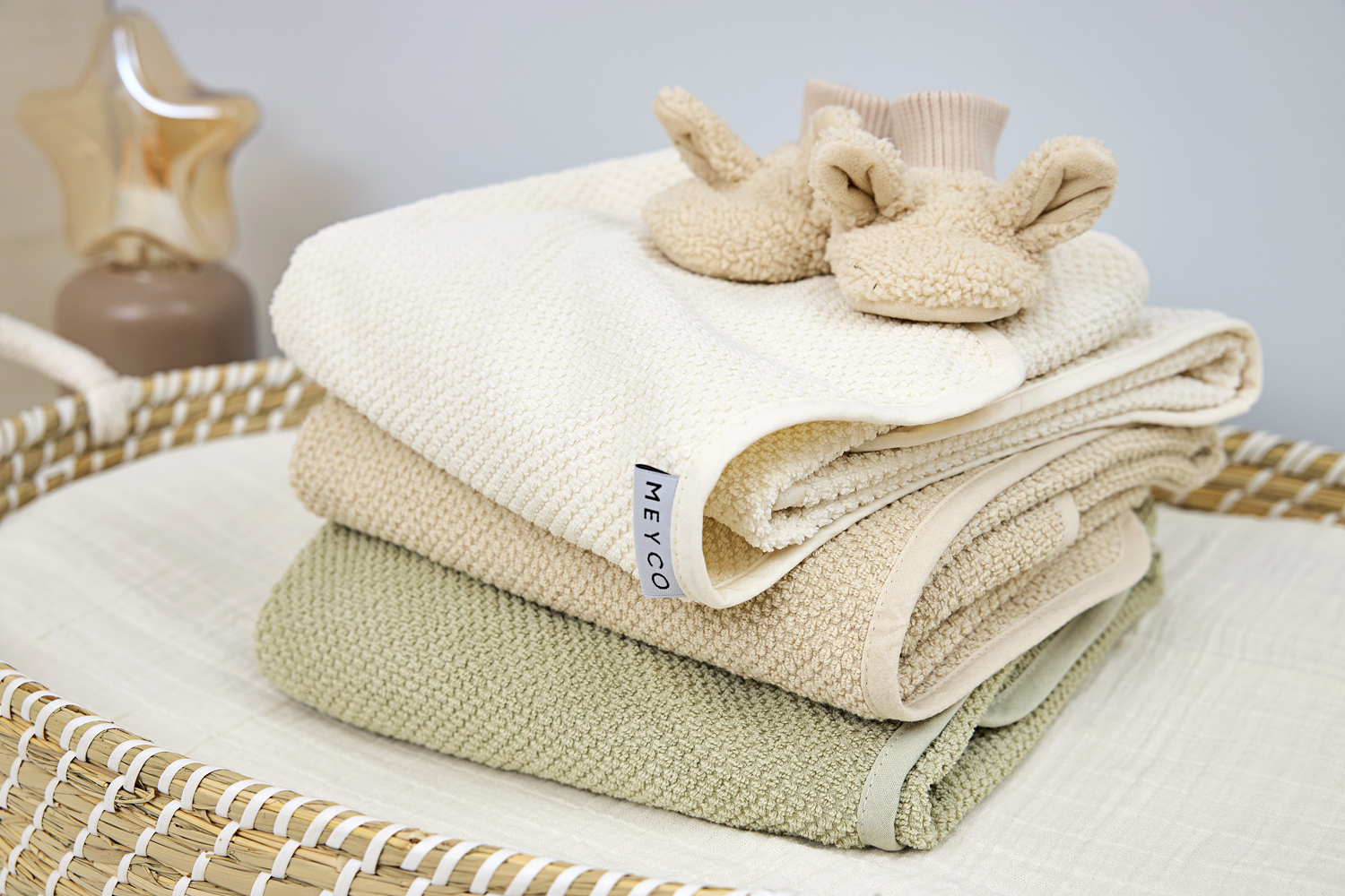Badcape Popcorn - soft olive - 75x75cm