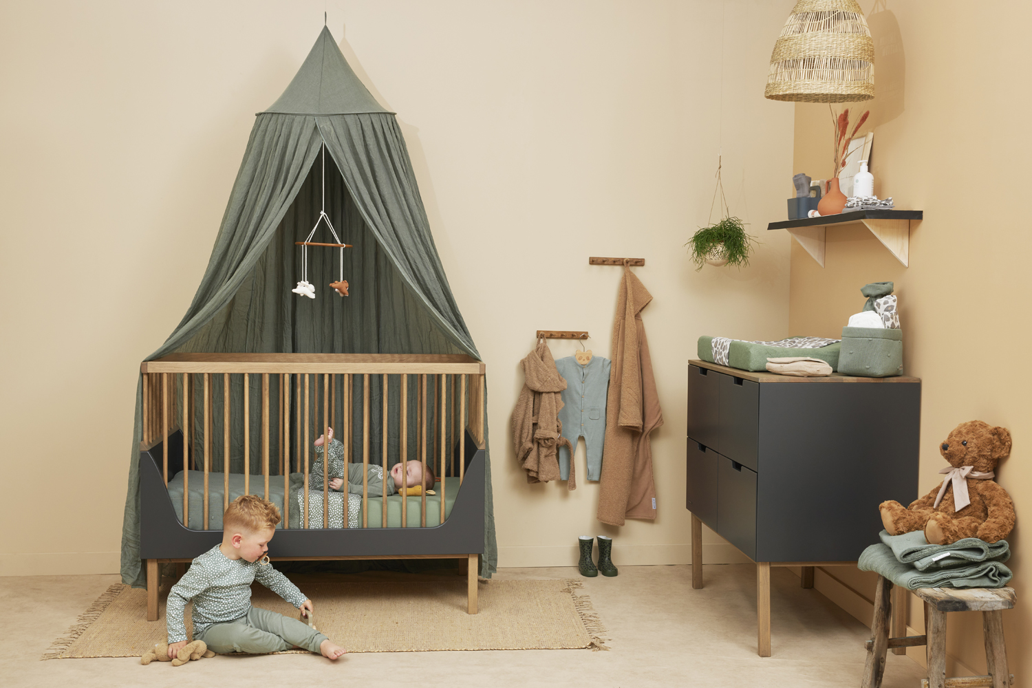 Fitted sheet cot bed jersey Uni - forest green - 60x120cm