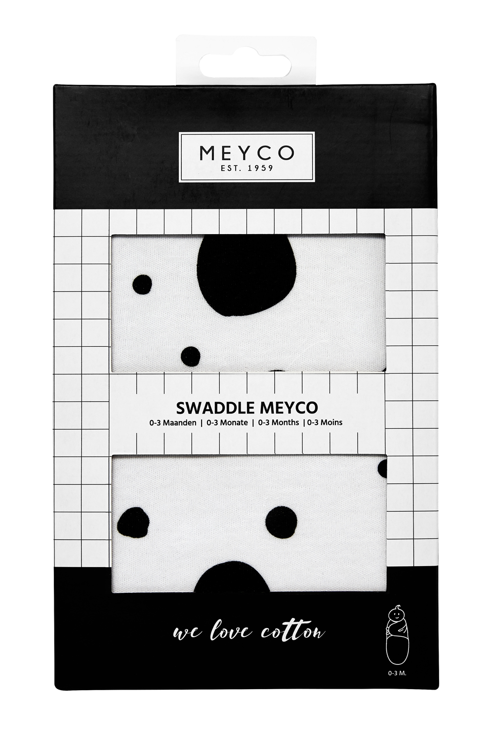 SwaddleMeyco inbakerdoek Dots - black - 4-6 maanden