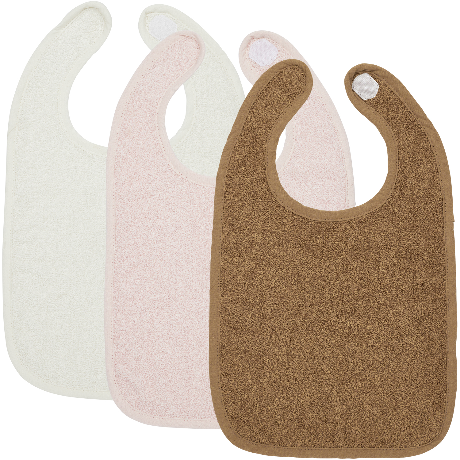 Bib 3-pack terry Uni - offwhite/soft pink/toffee