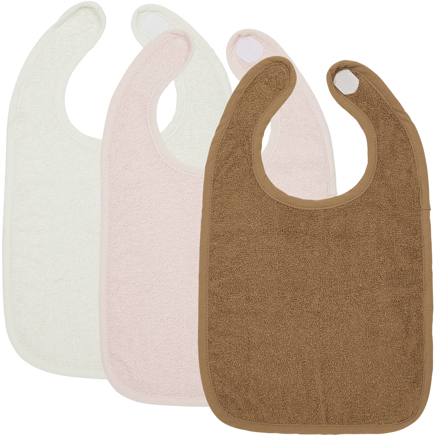 Lätzchen 3er pack frottee Uni - offwhite/soft pink/toffee