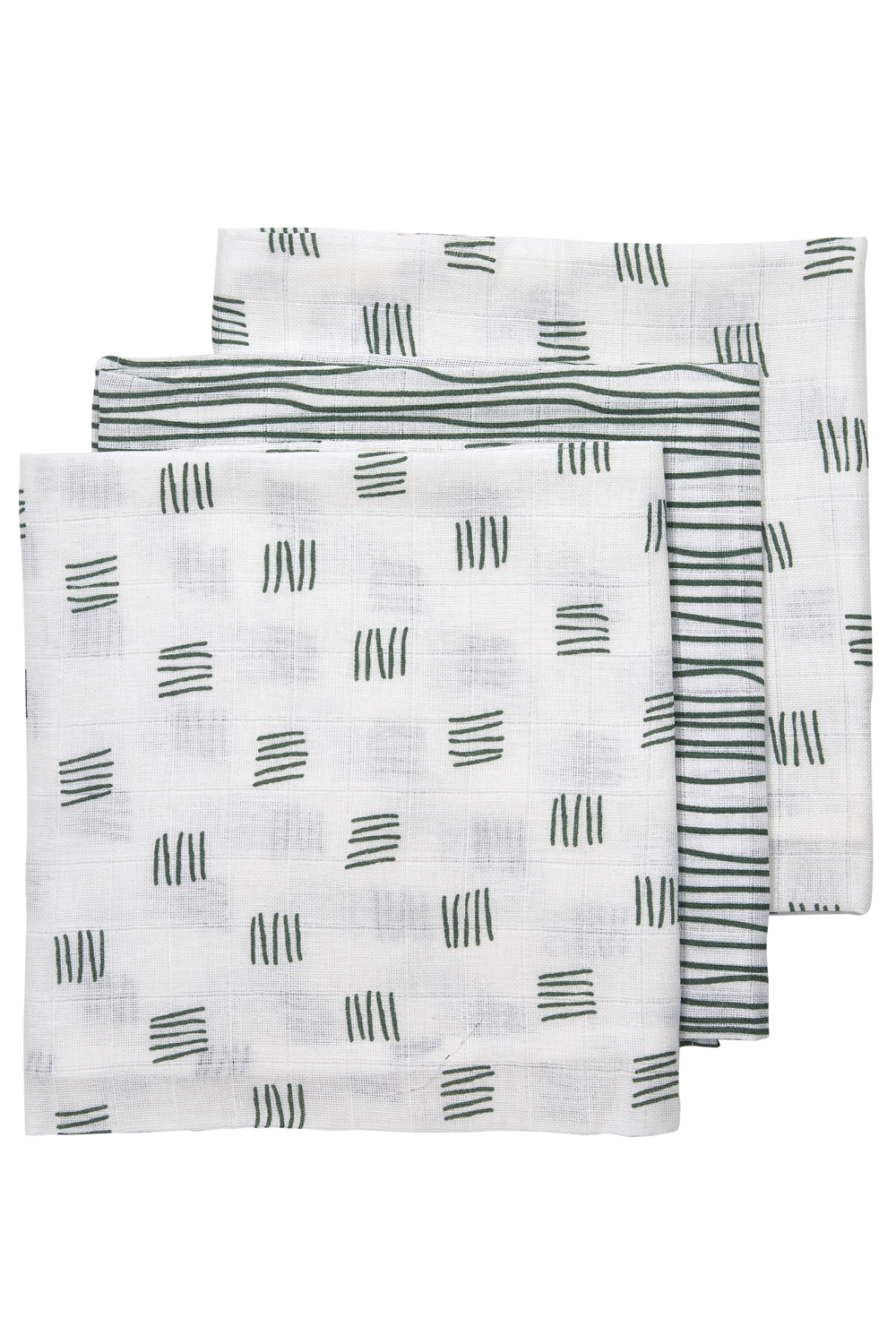 Hydrofiele doeken 3-pack Block Stripe - forest green - 70x70cm