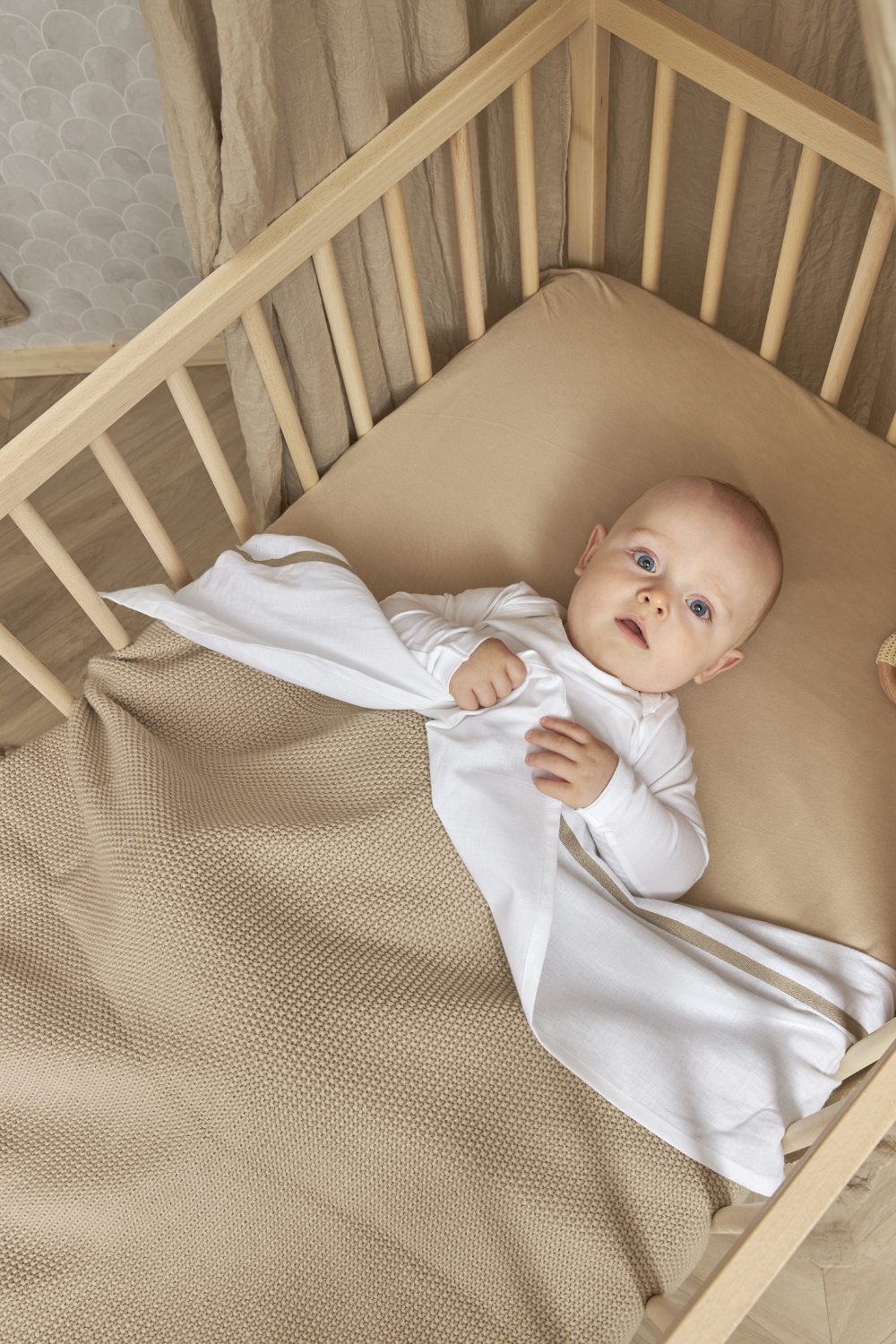 Fitted sheet crib Uni - sand - 40x80/90cm