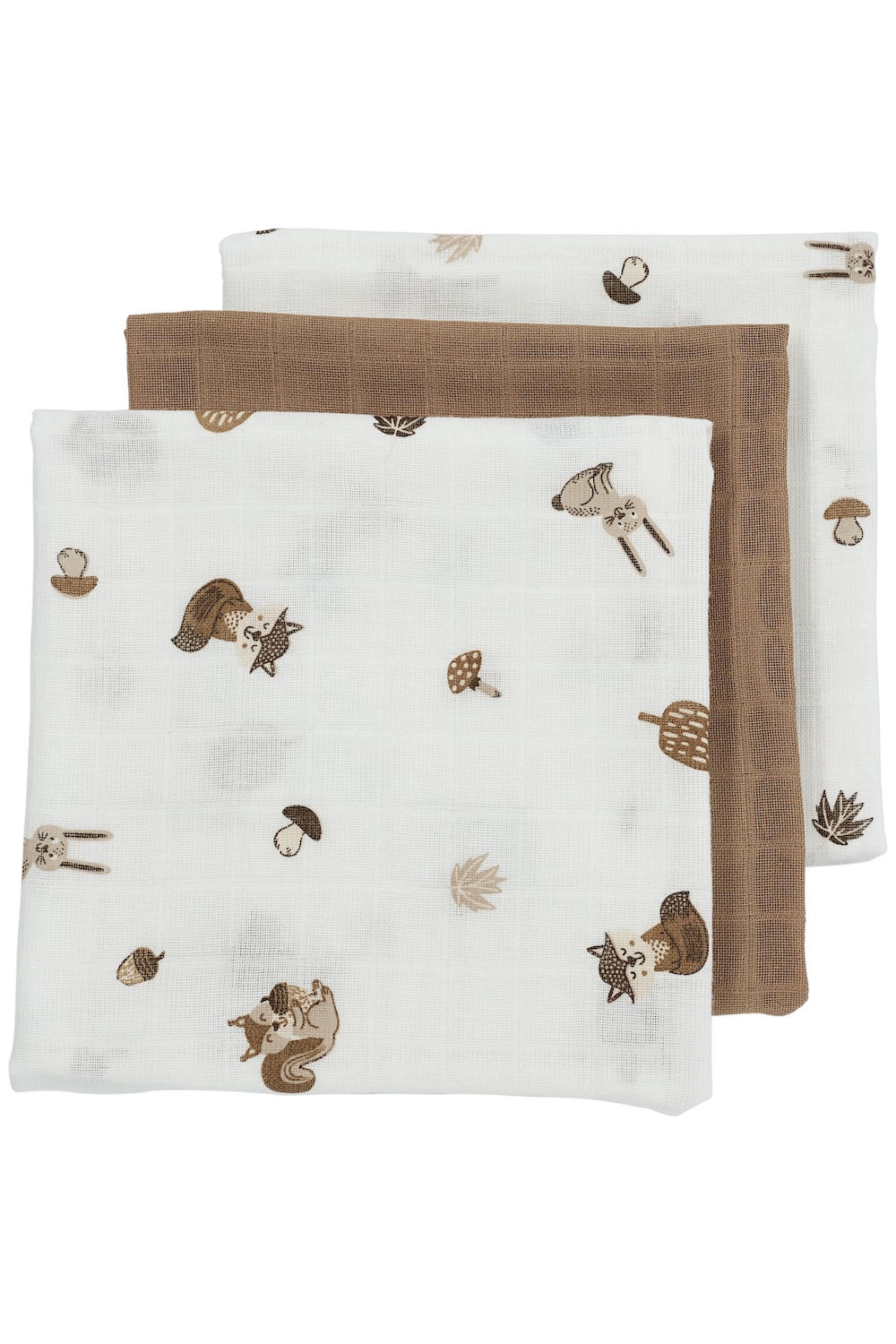 Musselin Mullwindeln 3er pack Forest Animals - toffee - 70x70cm