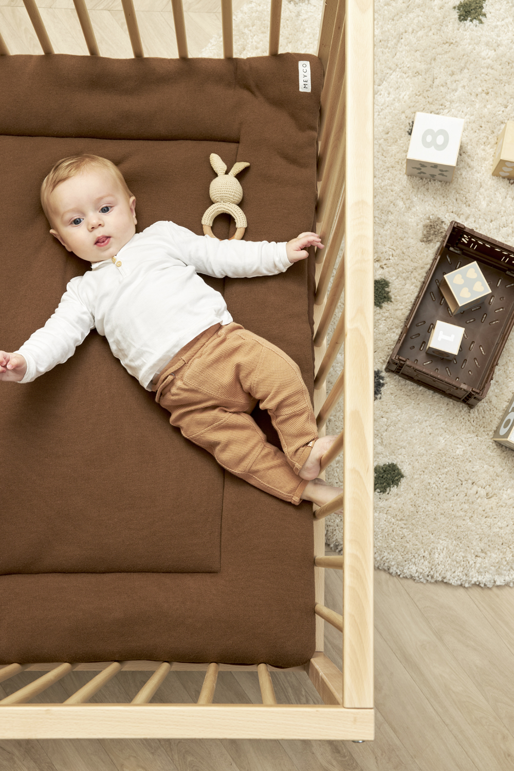 Playpen mattress Knit Basic velvet - chocolate - 77x97cm