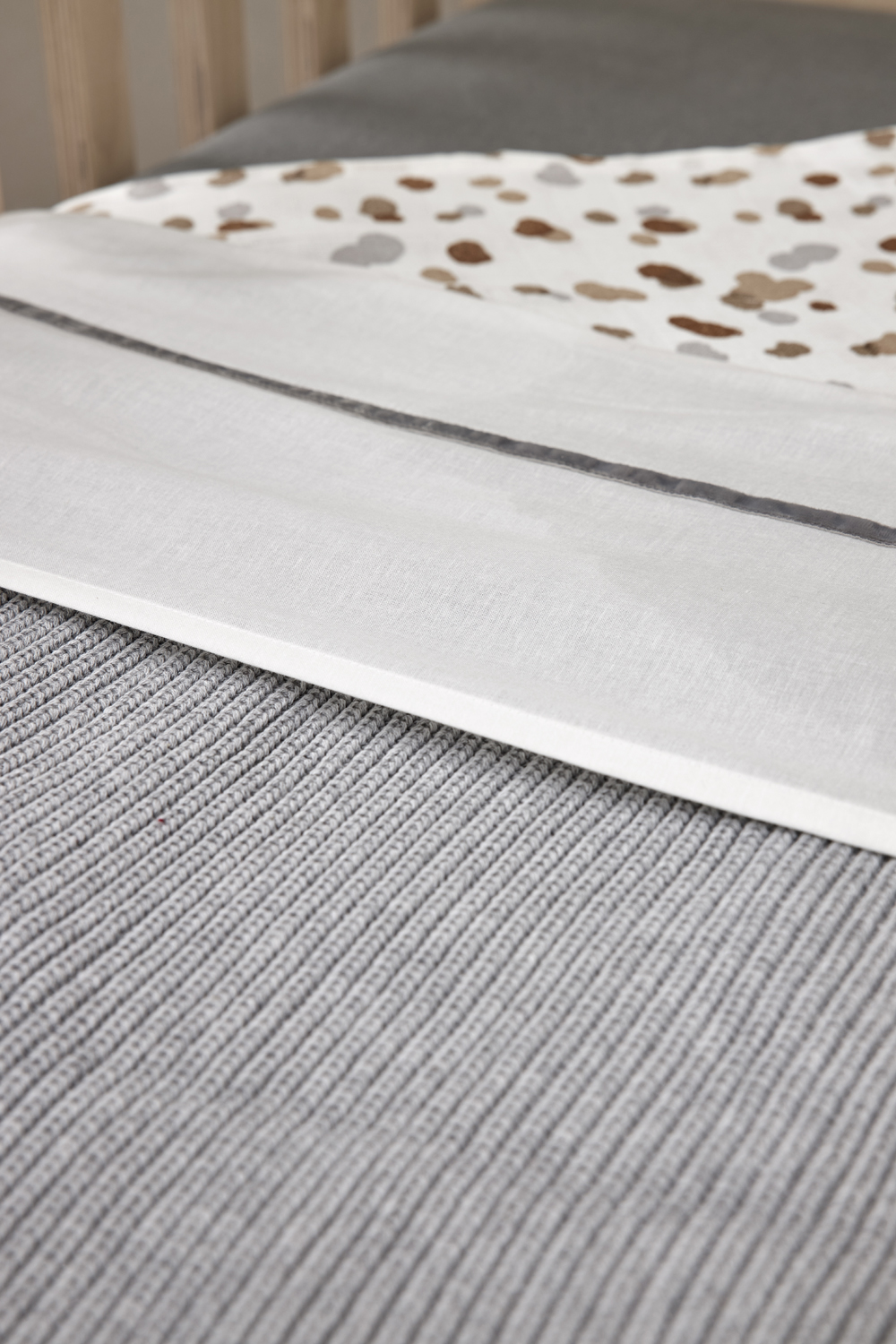 Crib bed blanket Rib - grey melange - 75x100cm