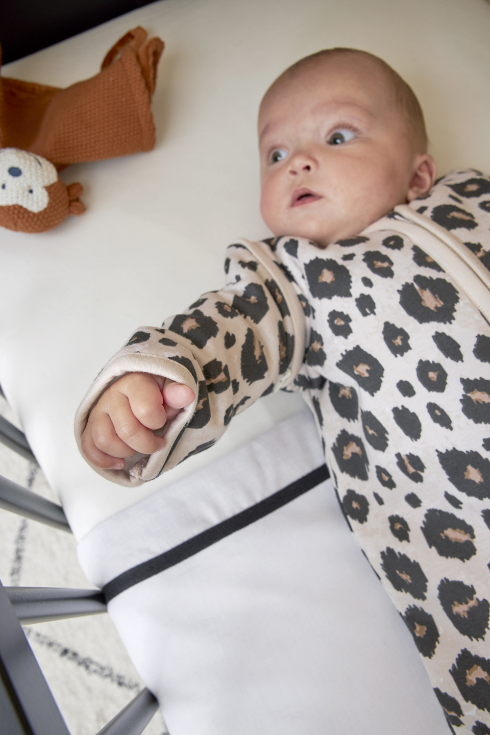 Baby slaapzak met afritsbare mouwen Leopard - sand melange - 60cm