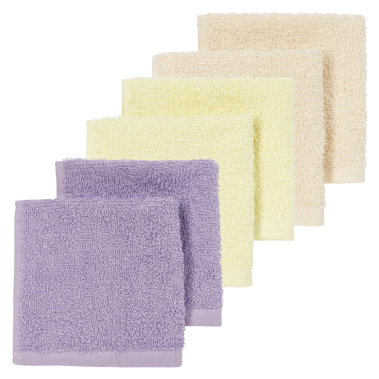 Spucktücher 6er pack frottee Uni - soft lilac/soft yellow/soft peach - 30x30cm