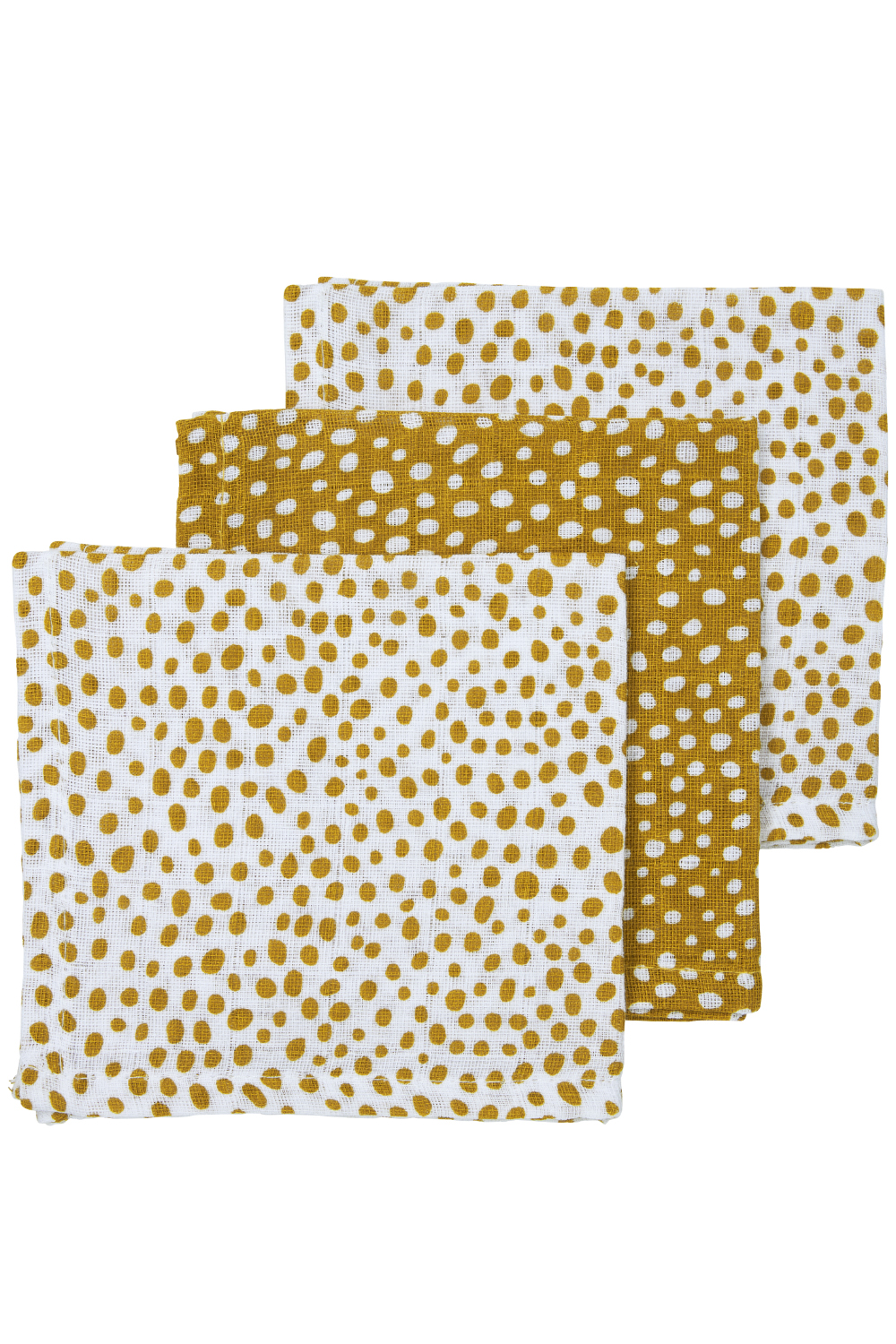 Facecloth 3-pack muslin Cheetah - honey gold - 30x30cm