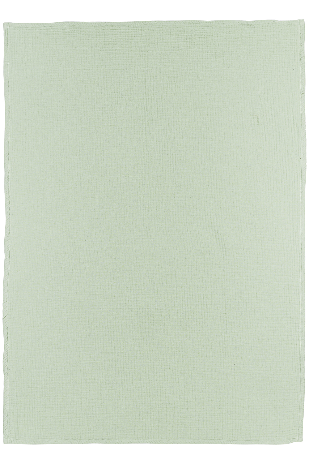 Cot bed sheet pre-washed muslin Uni - soft green - 100x150cm