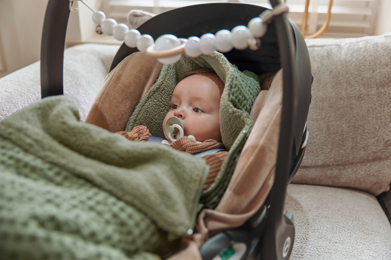 Fußsack Waffel Teddy - olive green - 40x82cm