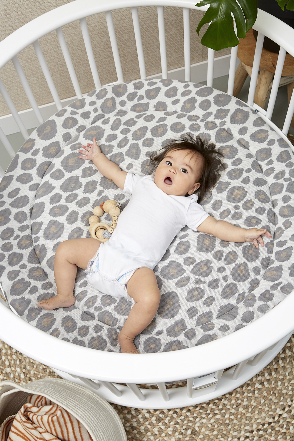 Playpen mattress round Panther - neutral - ⌀95cm