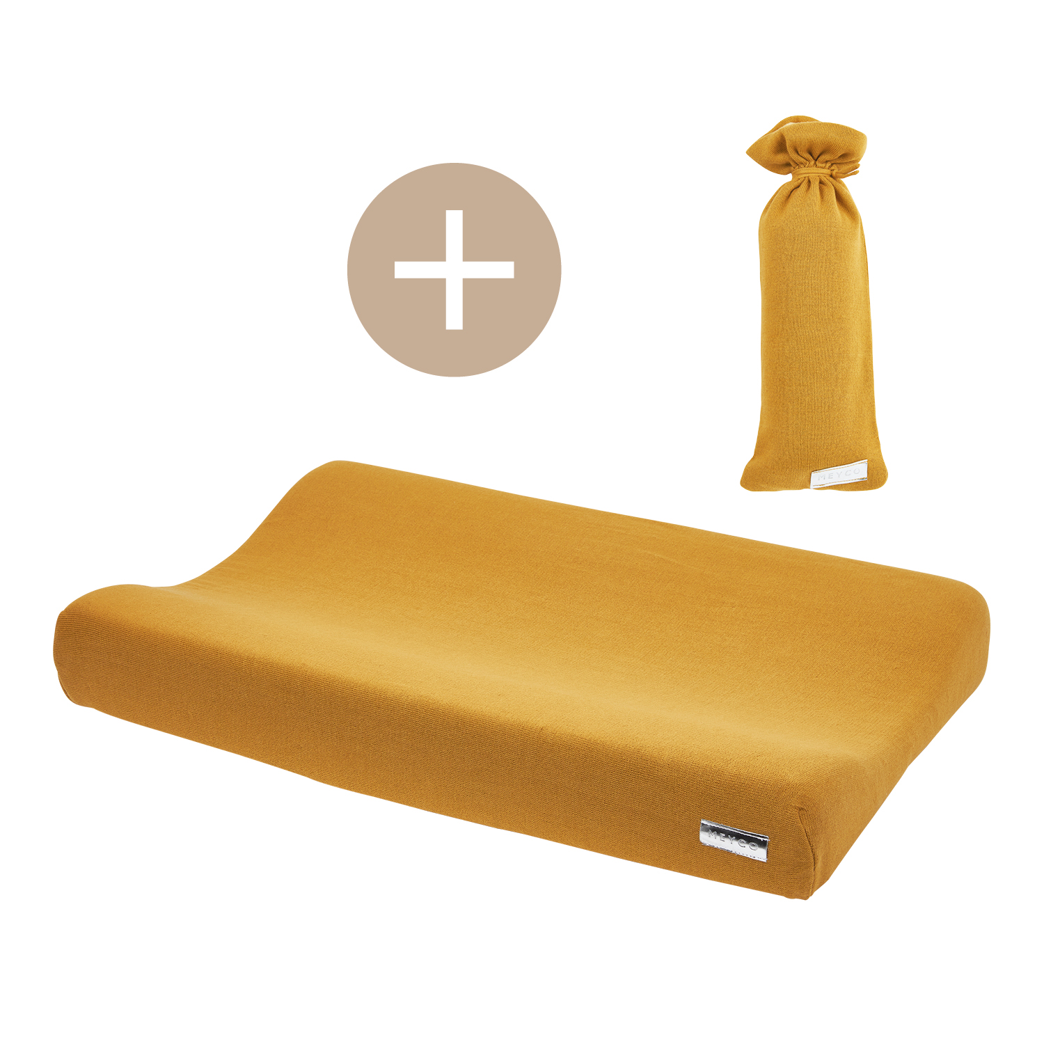 Wickelauflagenbezug + Wärmflaschenbezug Knit Basic - honey gold - 50x70cm