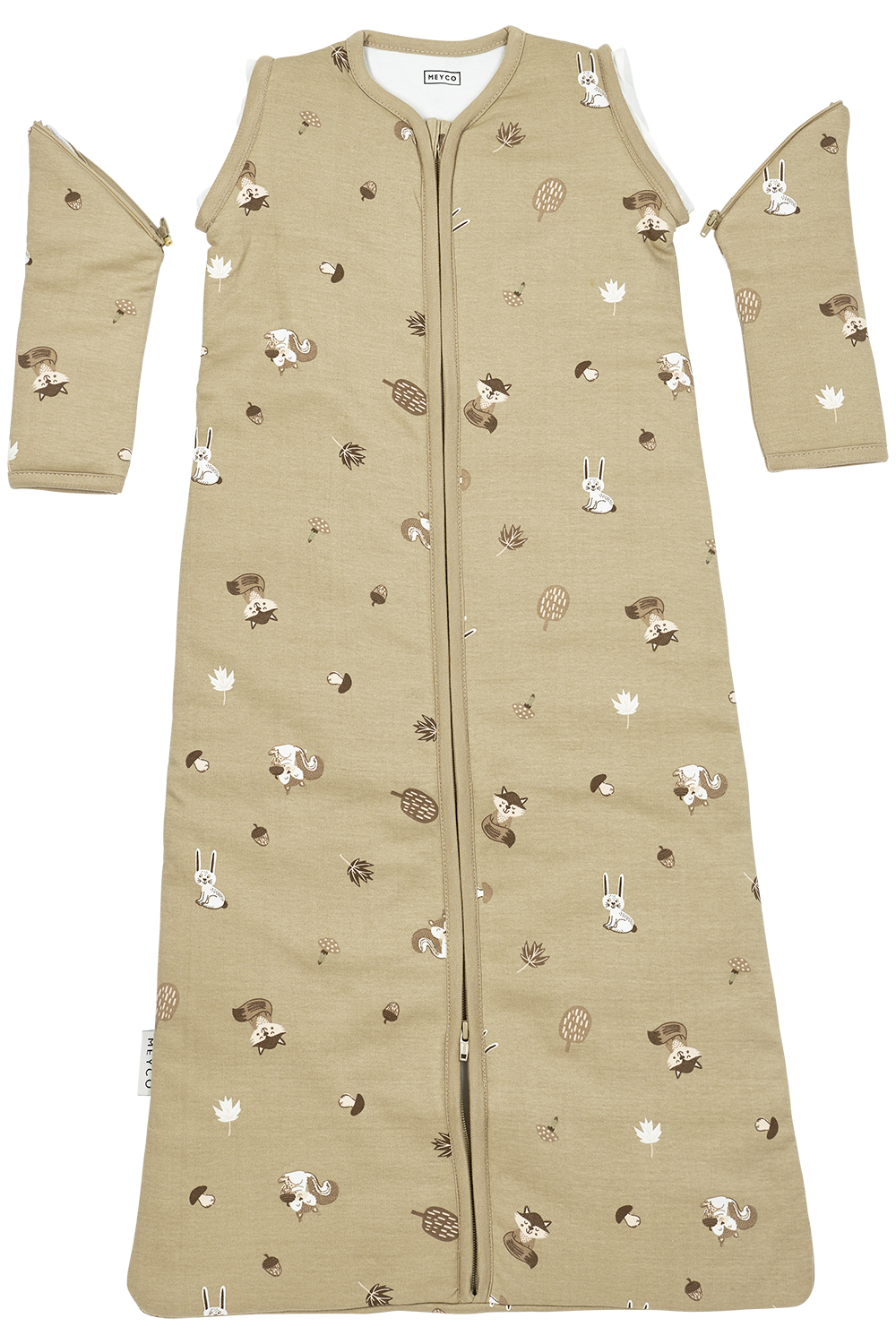 Baby slaapzak met afritsbare mouwen Forest Animals - sand - 60cm - 2.5 TOG