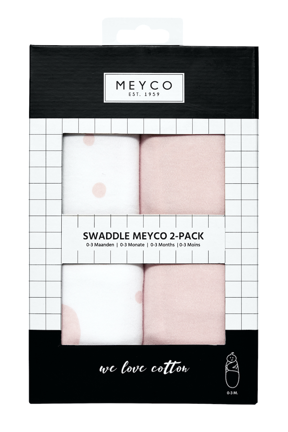 SwaddleMeyco inbakerdoek 2-pack Dots/Uni - pink/light pink - 0-3 maanden