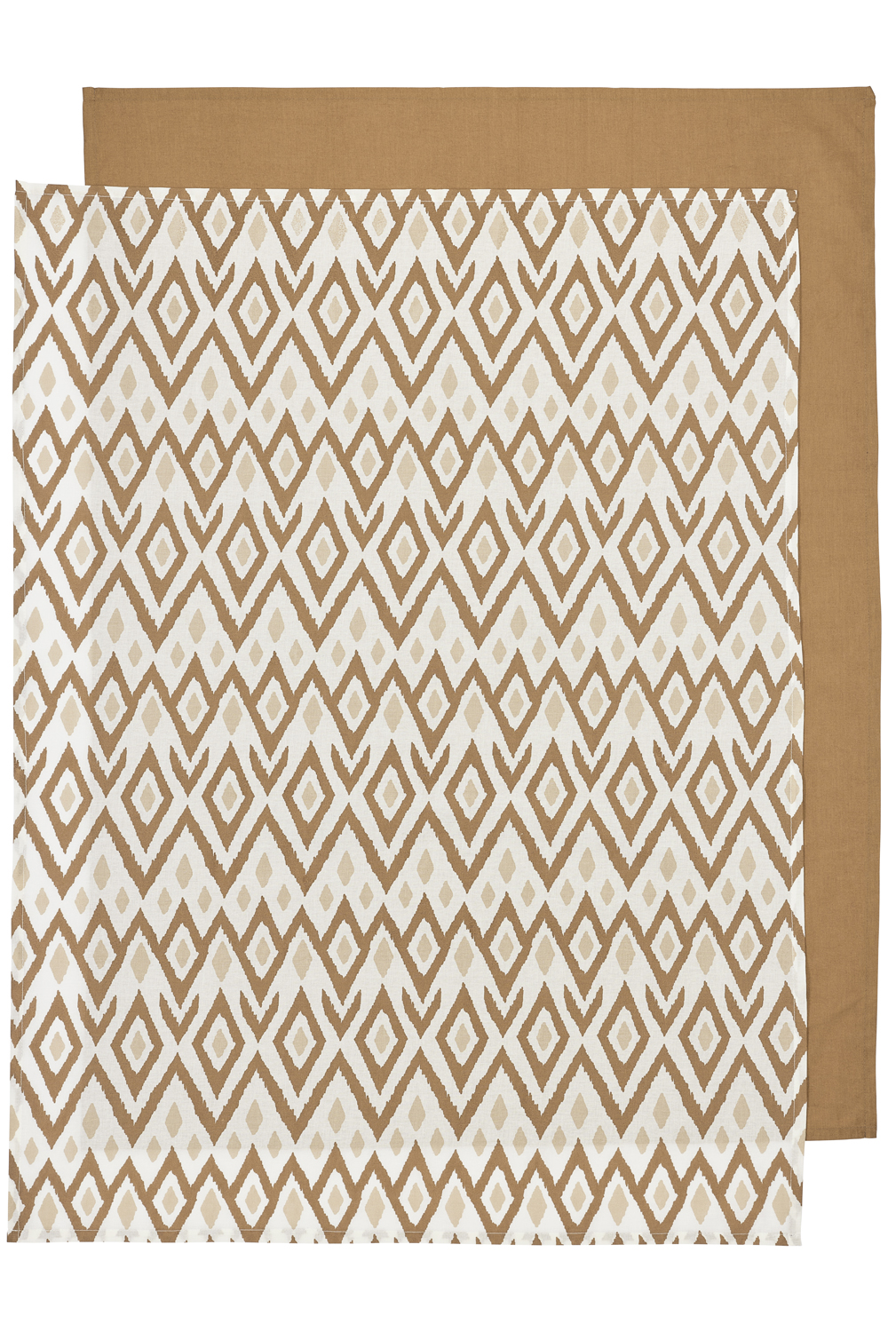 Cot Bed Sheet 2-pack Ikat/Uni - Sand/Toffee - 100x150cm