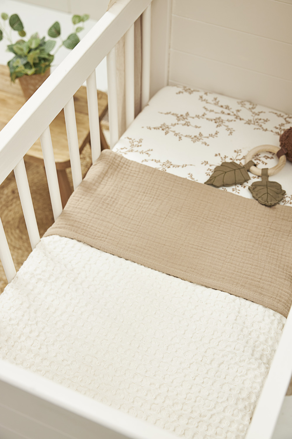 Cot bed blanket Waffle Cotton - nature - 100x150cm