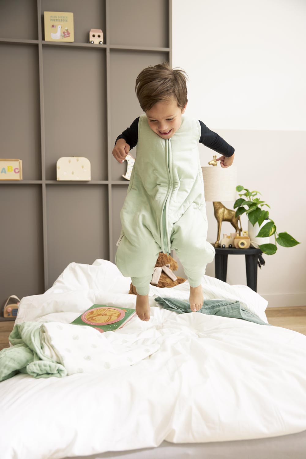 Baby winter slaapoverall jumper Slub - soft green - 104cm - 2.0 TOG