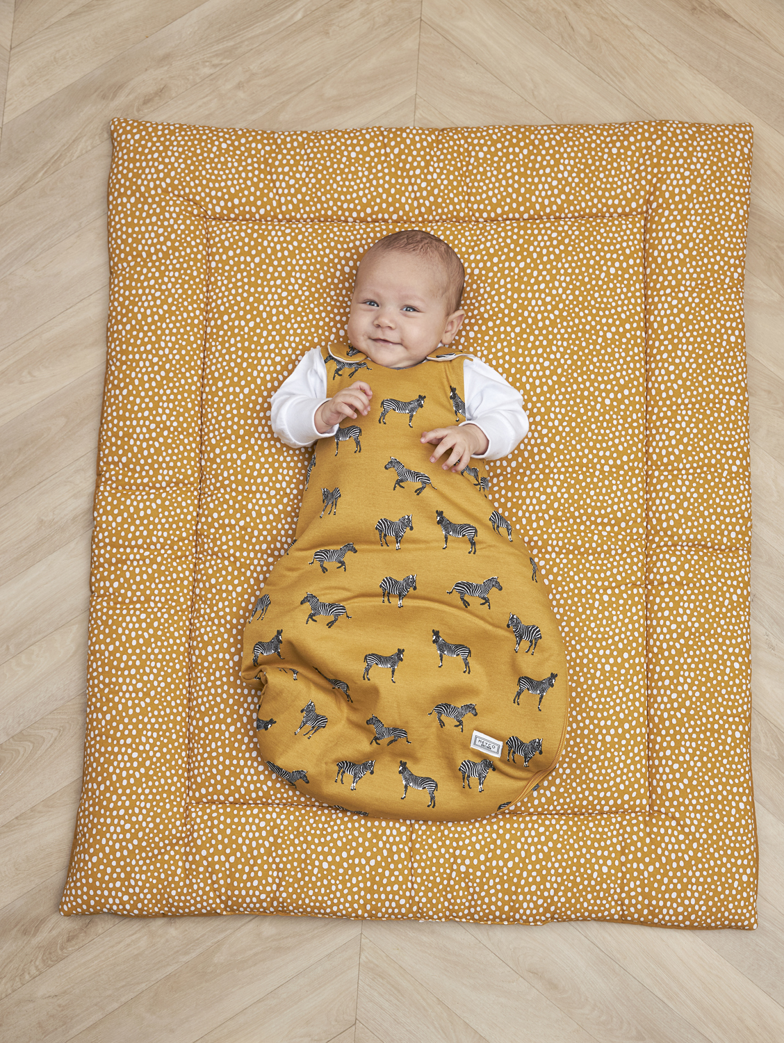 Babyslaapzak 2-delig gevoerd Zebra Animal - Honey Gold - 80/86