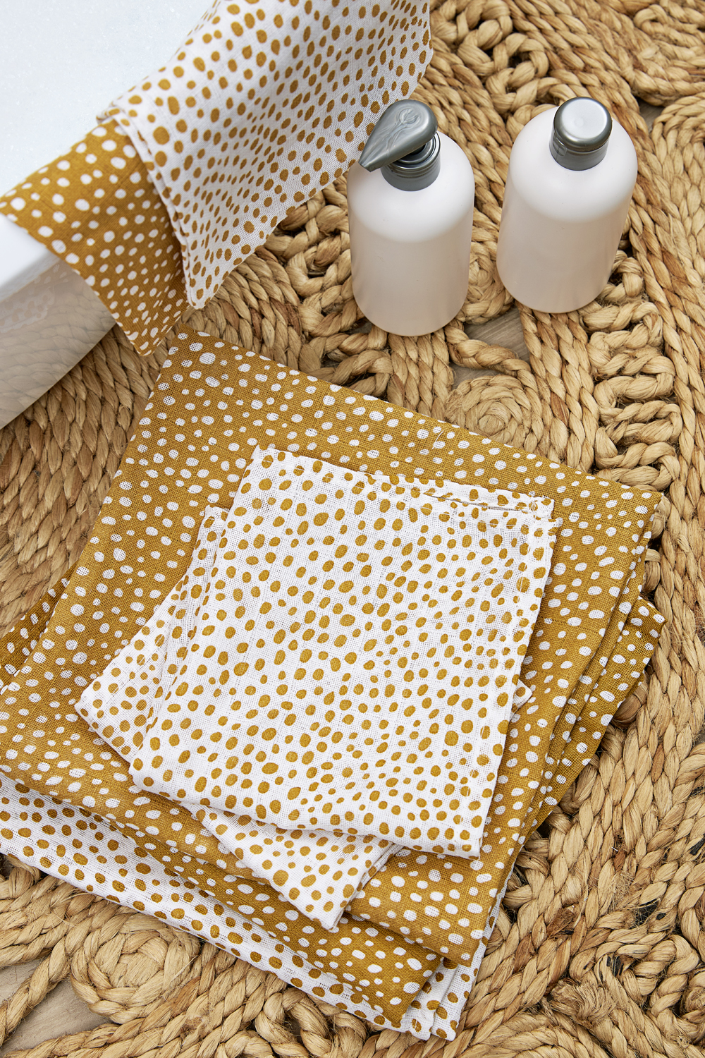 Facecloth 3-pack muslin Cheetah - honey gold - 30x30cm