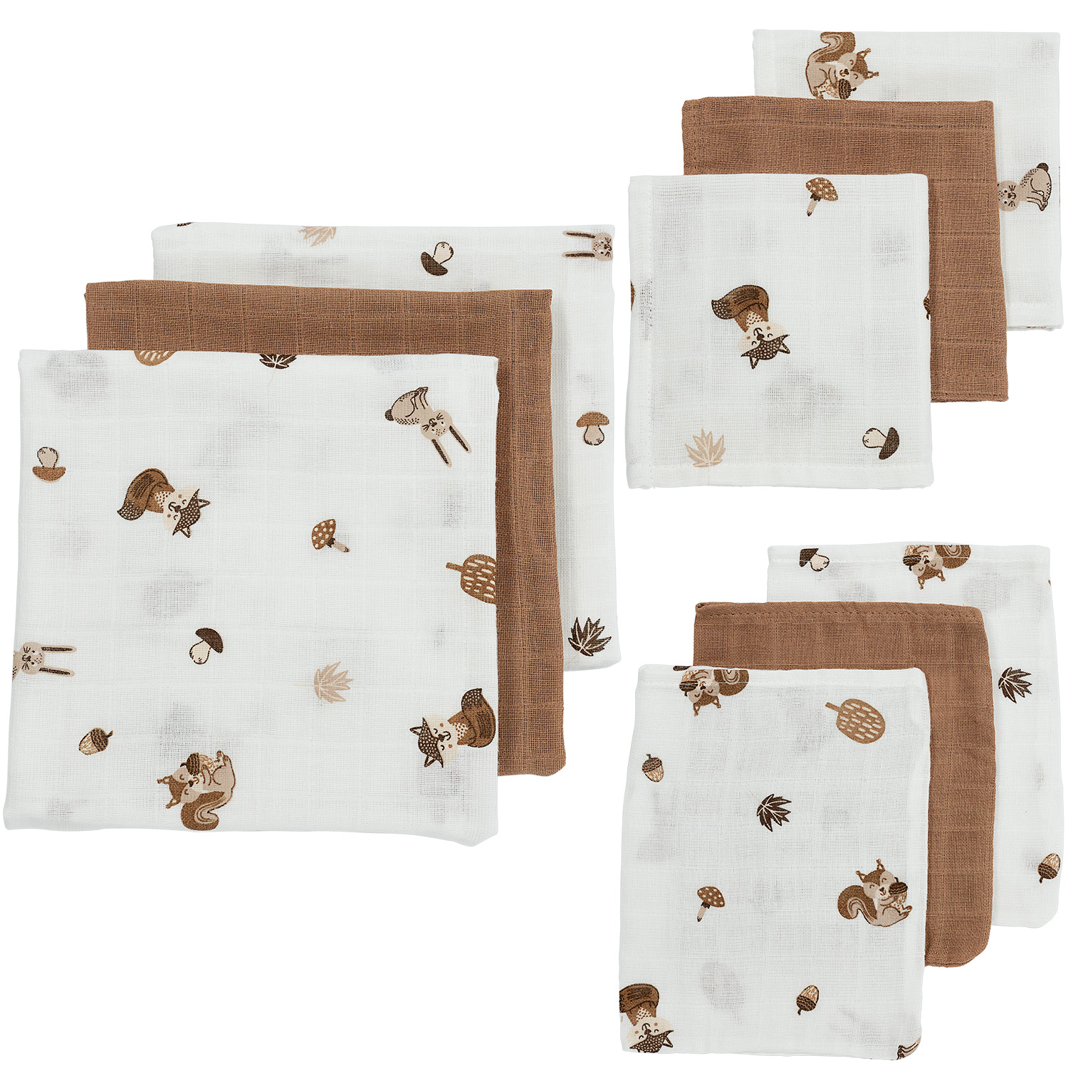 Starter set 9-pack muslin Forest Animals - toffee