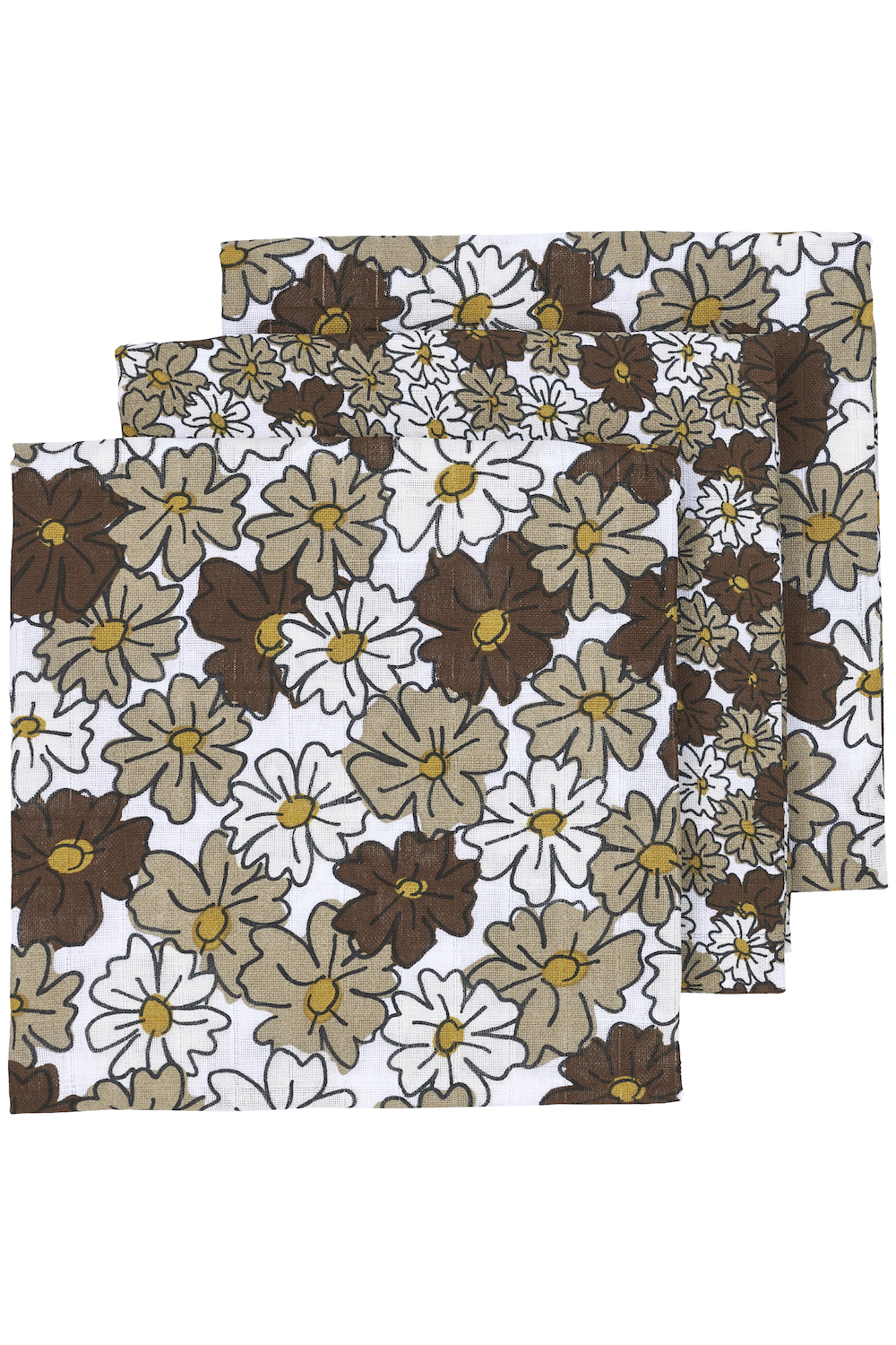 Musselin Mullwindeln 3-pack Vintage Flower - Taupe - 70x70cm