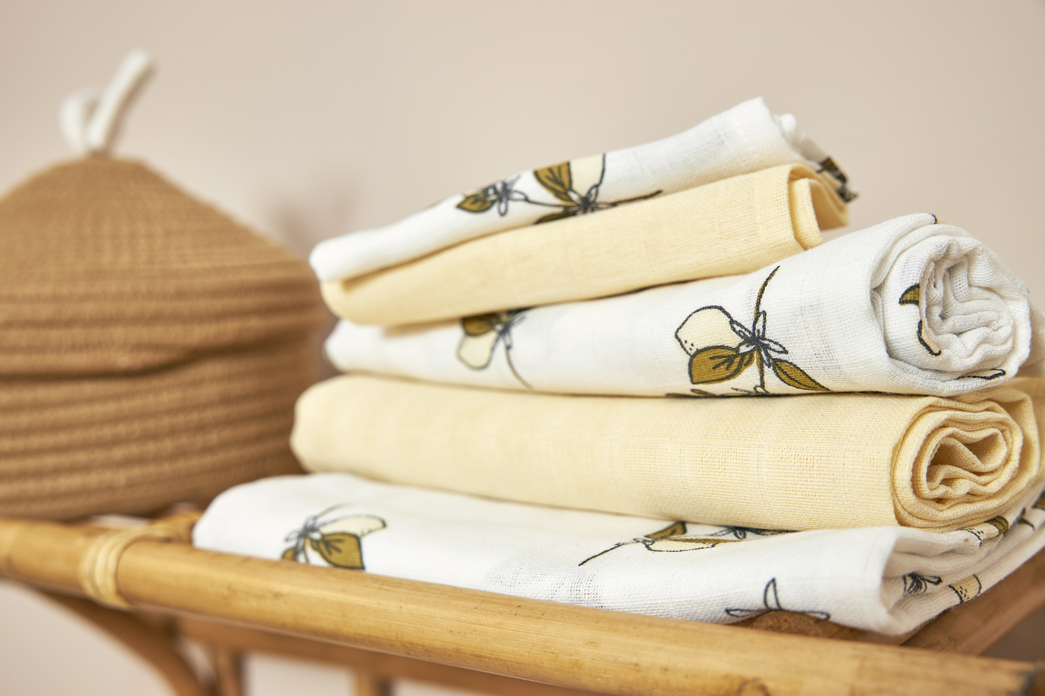 Hydrofiele doeken 3-pack Lemon - soft yellow - 70x70cm