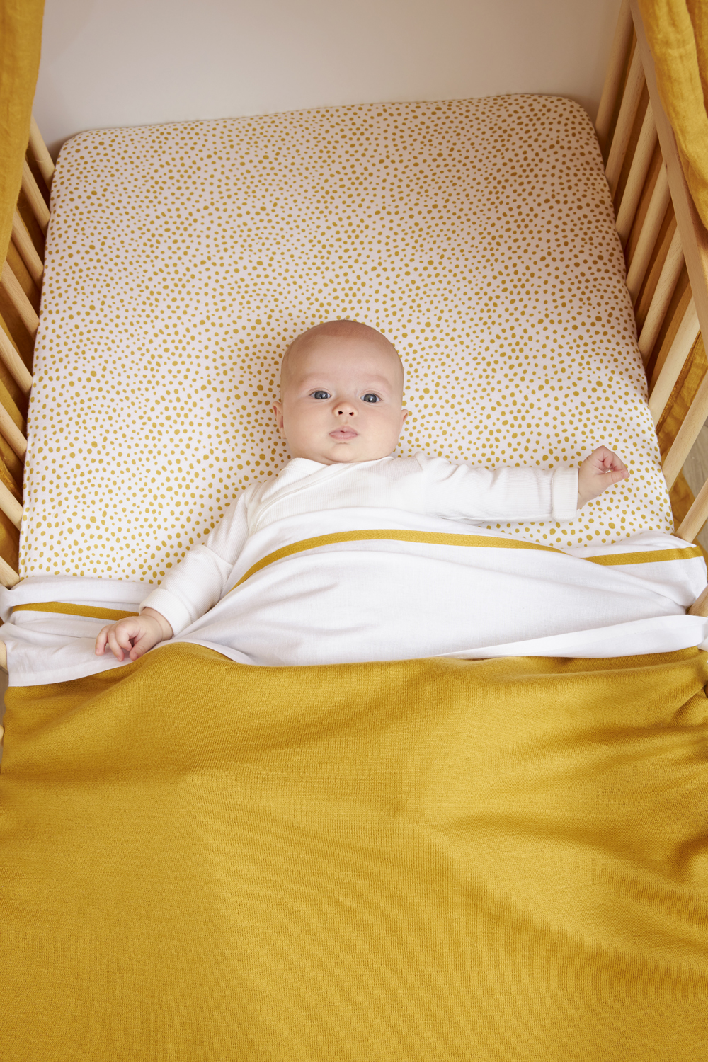 Wiegdeken Knit Basic - honey gold - 75x100cm