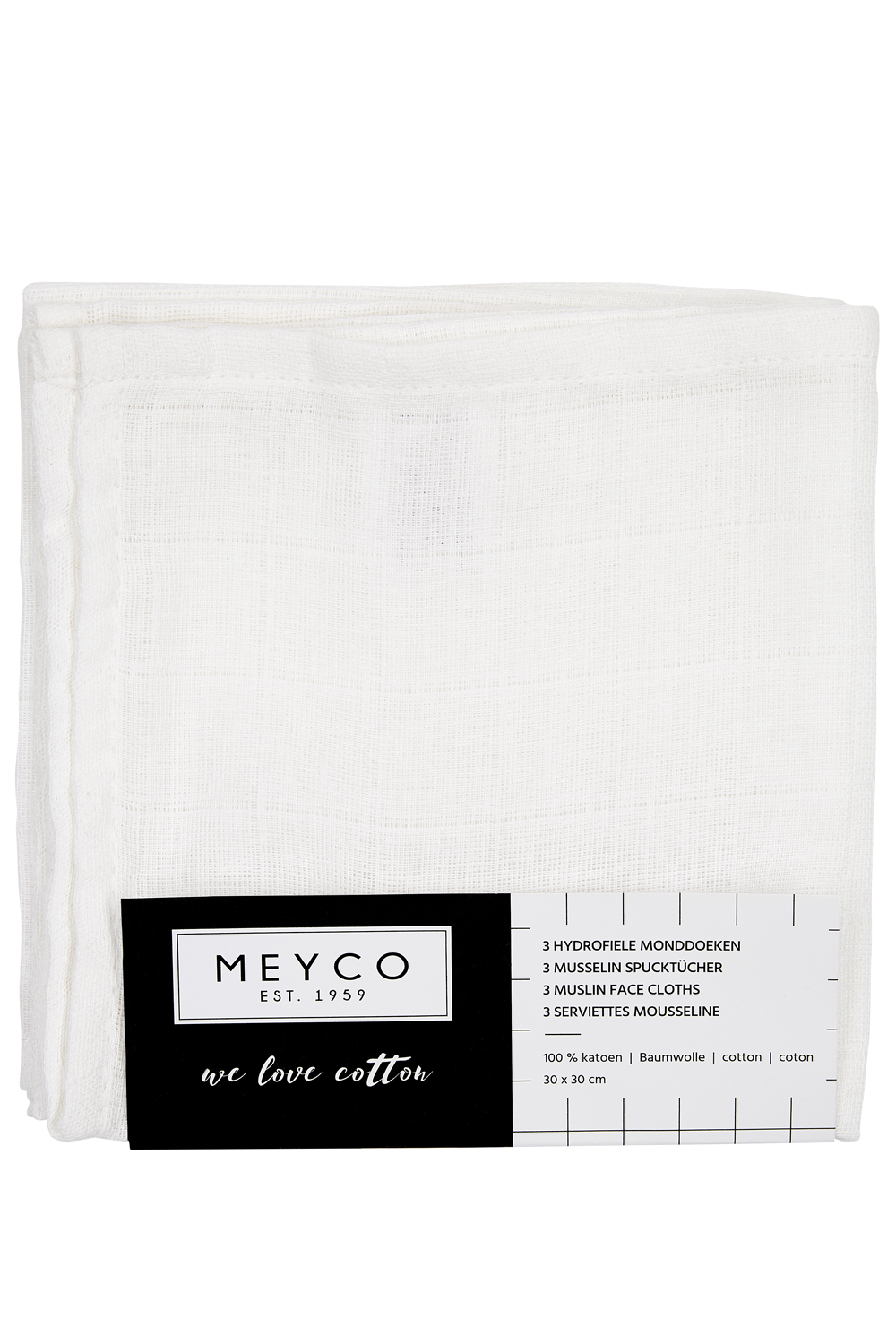 Monddoekjes 3-pack hydrofiel Uni - white - 30x30cm