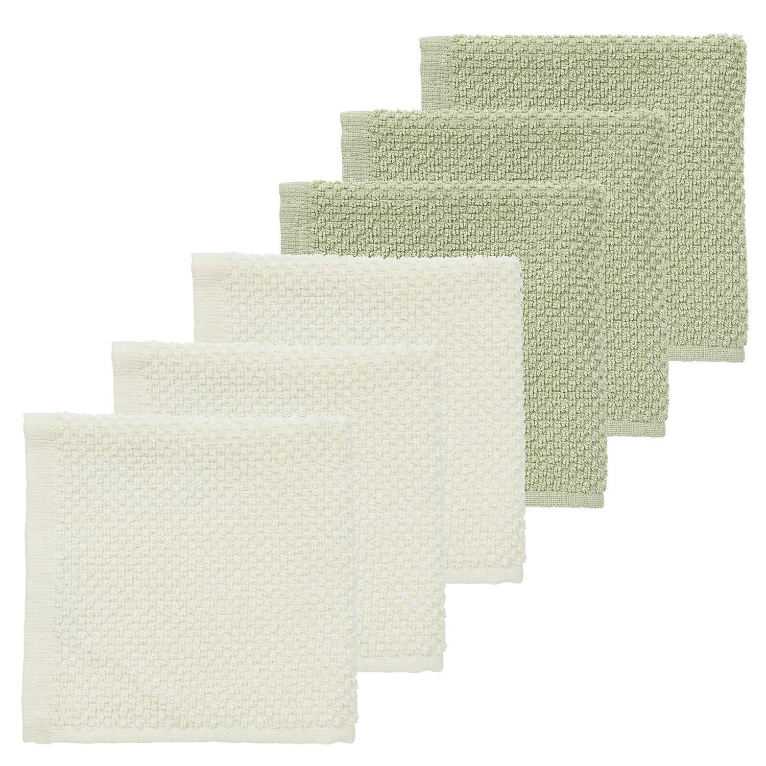 Monddoekjes 6-pack Popcorn - natural/soft olive - 30x30cm