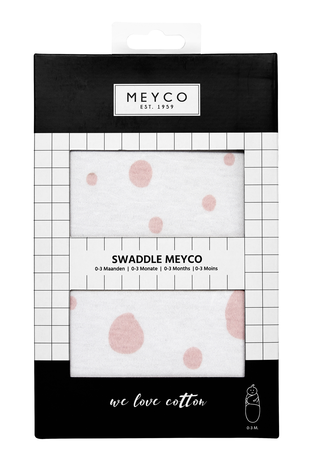 SwaddleMeyco inbakerdoek Dots - pink - 0-3 maanden