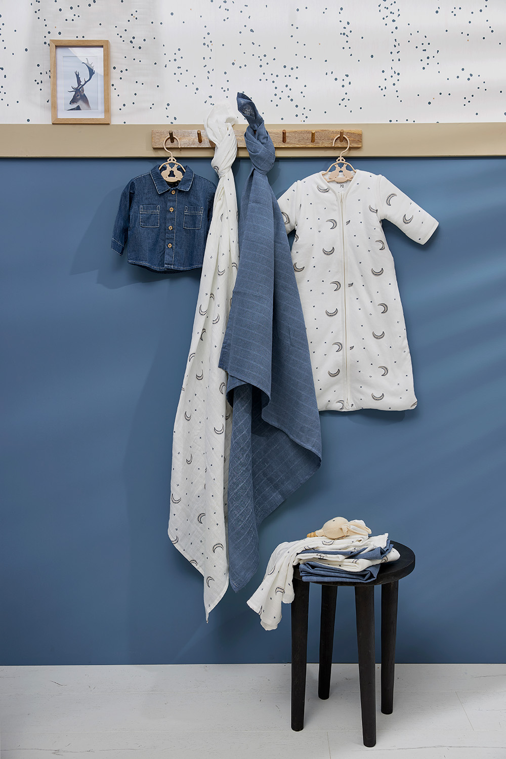 Baby slaapzak met afritsbare mouwen Moon - indigo - 110cm - 2.5 TOG