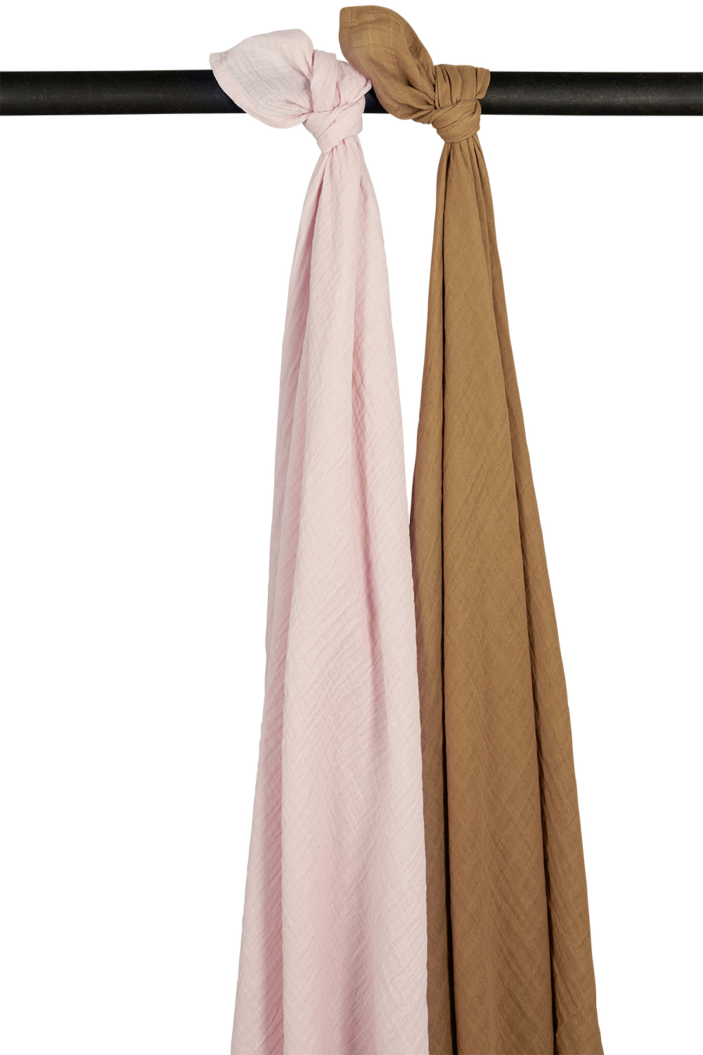 Swaddle 2-pack muslin Uni - soft pink/toffee - 120x120cm