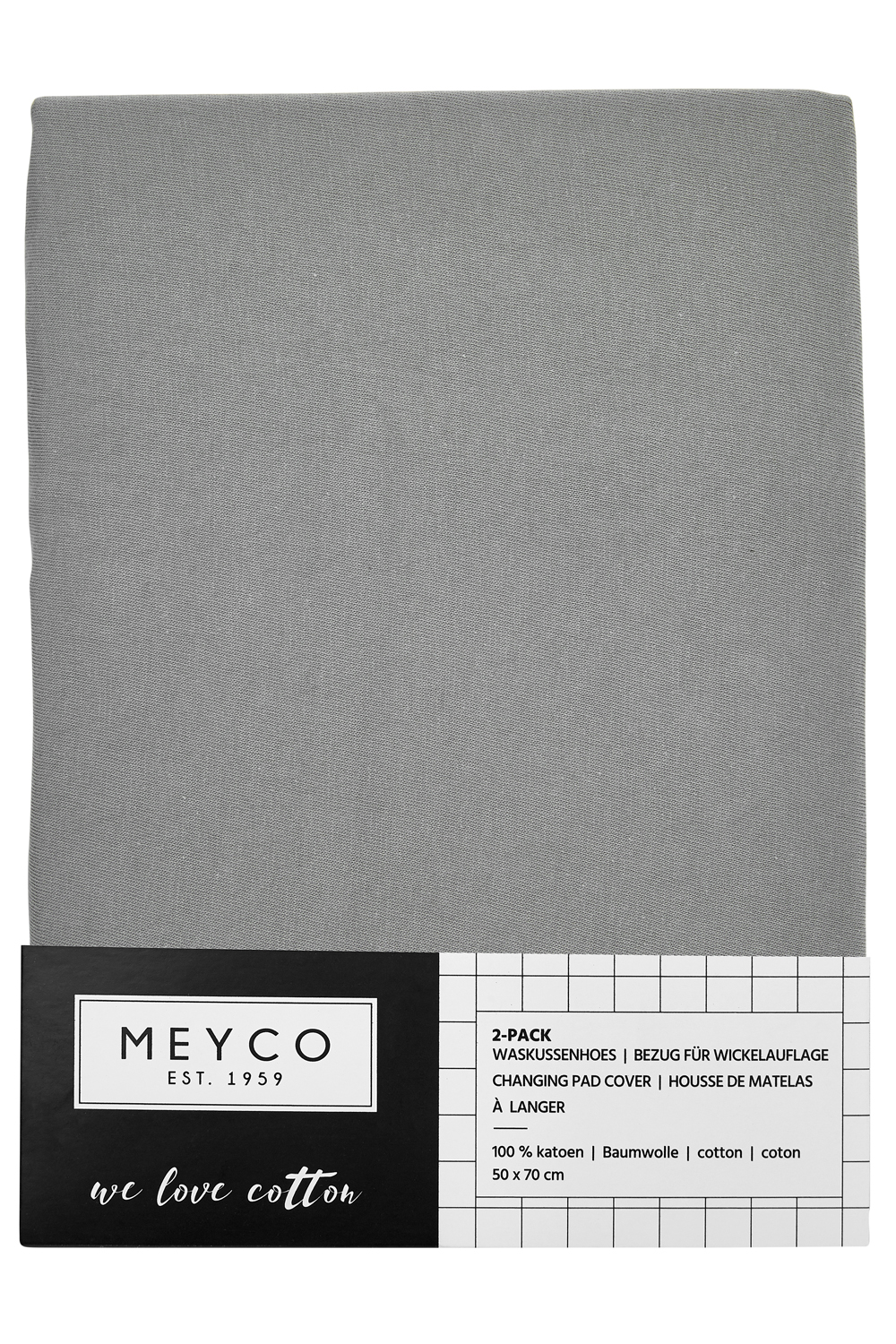 Changing mat cover 2-pack Uni - grey - 50x70cm