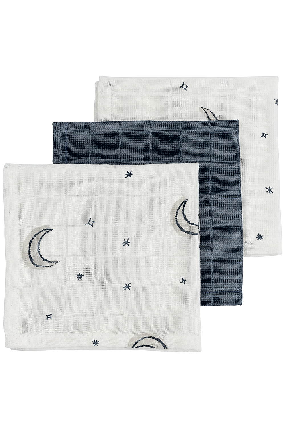 Monddoekjes 3-pack hydrofiel Moon - indigo - 30x30cm